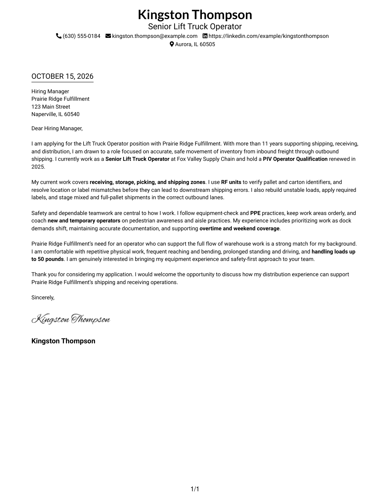 Cover letter example — page 1