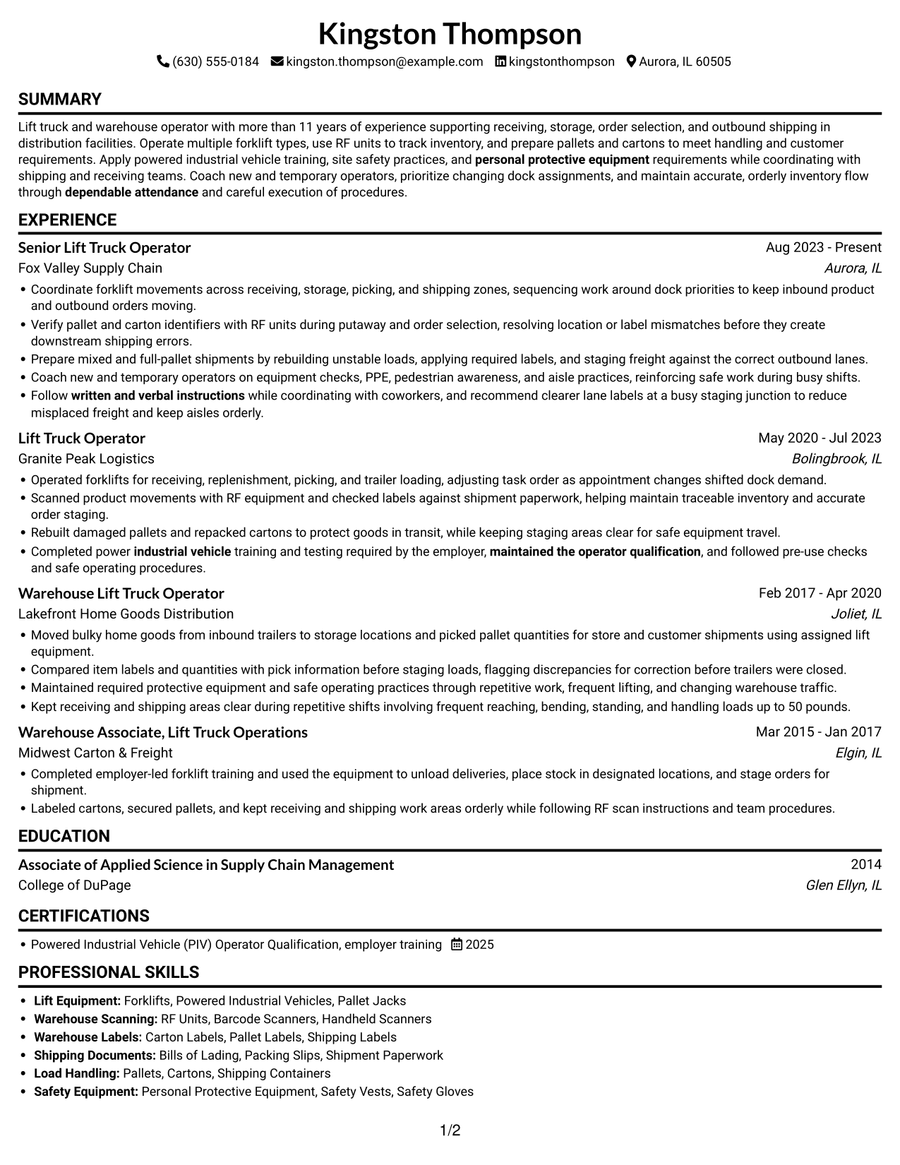 Resume example — page 1