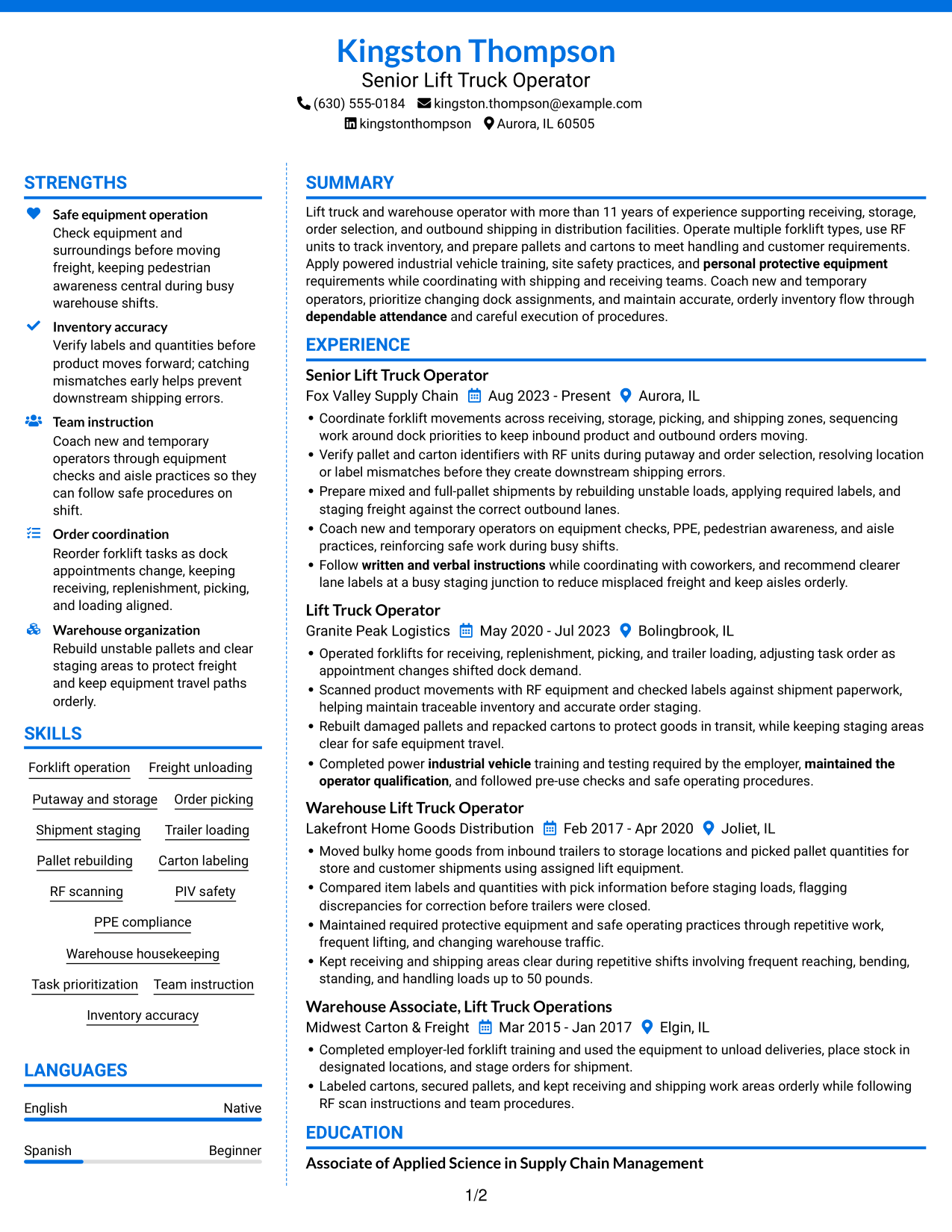 Resume example — page 1
