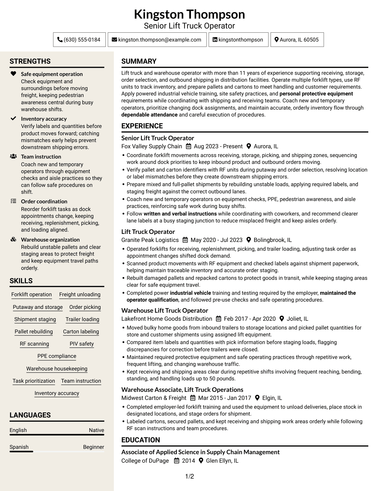 Resume example — page 1