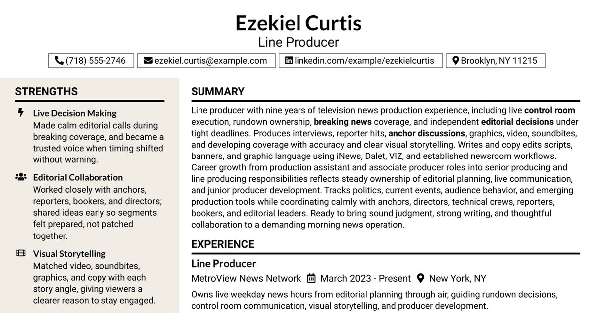 7 Line Producer Resume Templates with Example