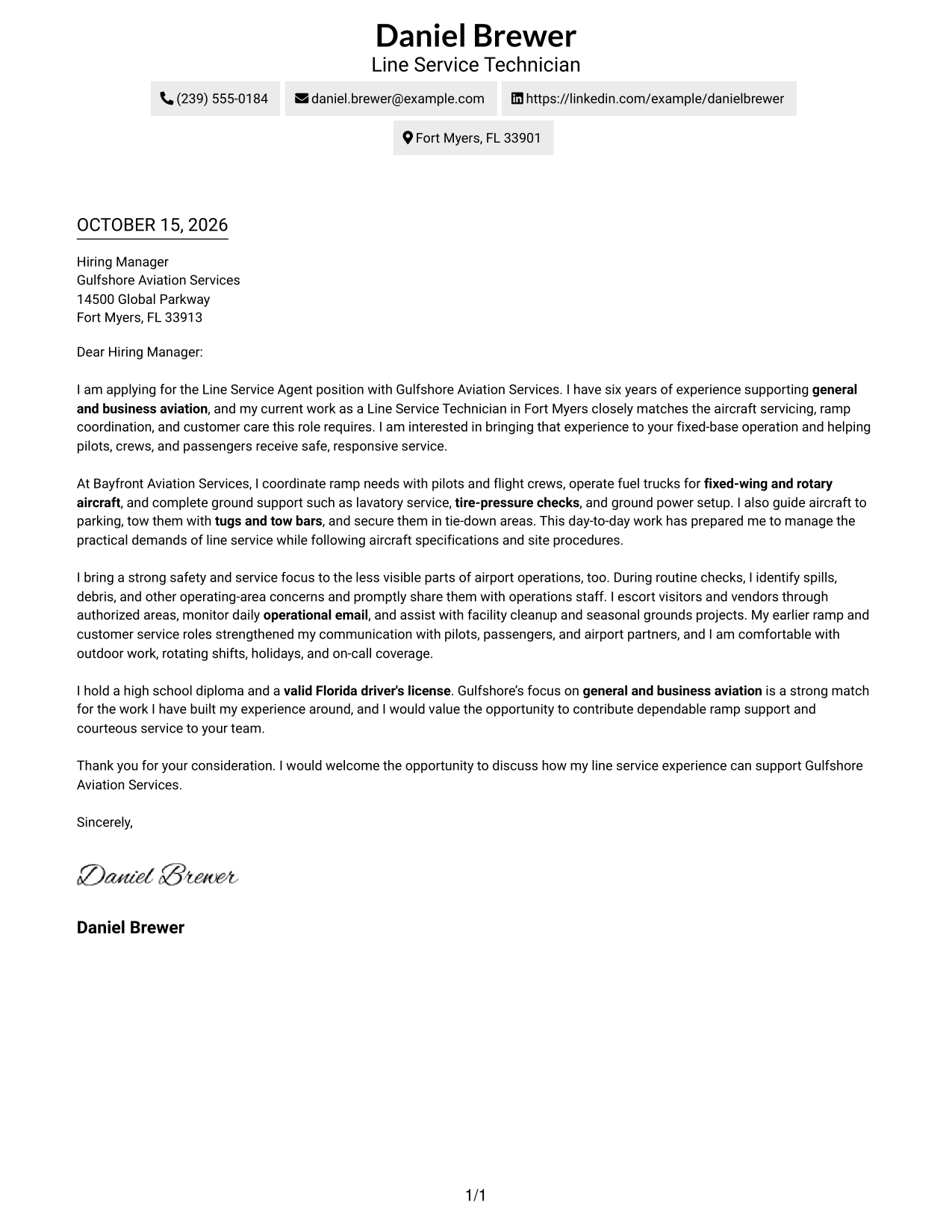 Cover letter example — page 1