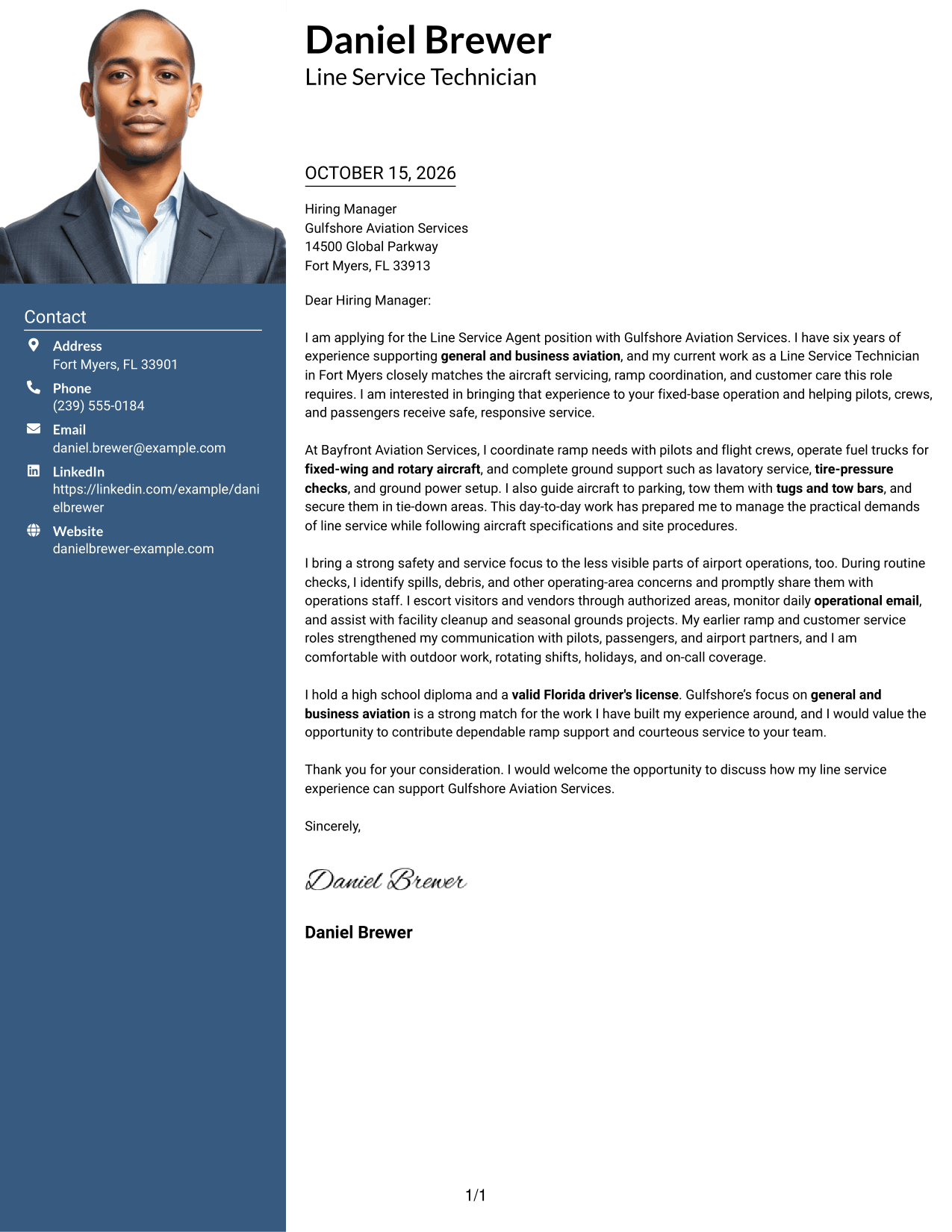 Cover letter example — page 1