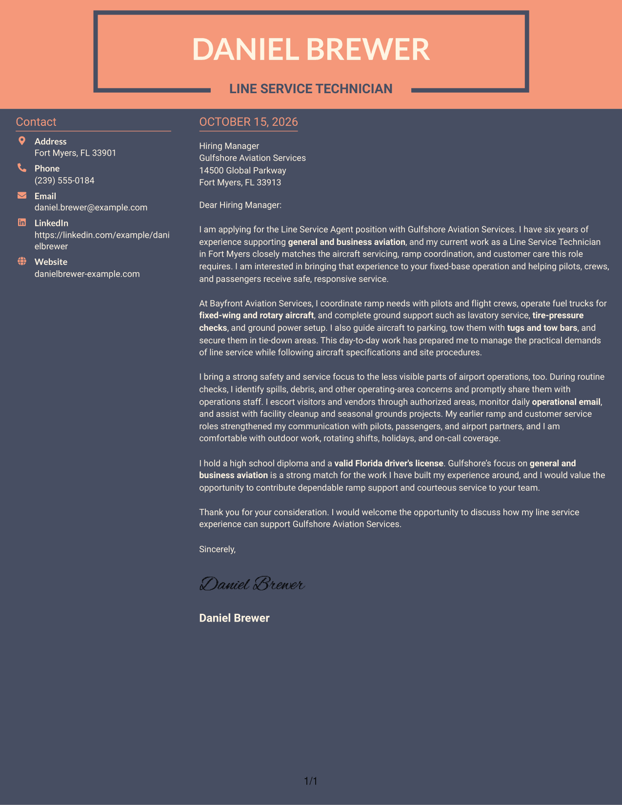 Cover letter example — page 1
