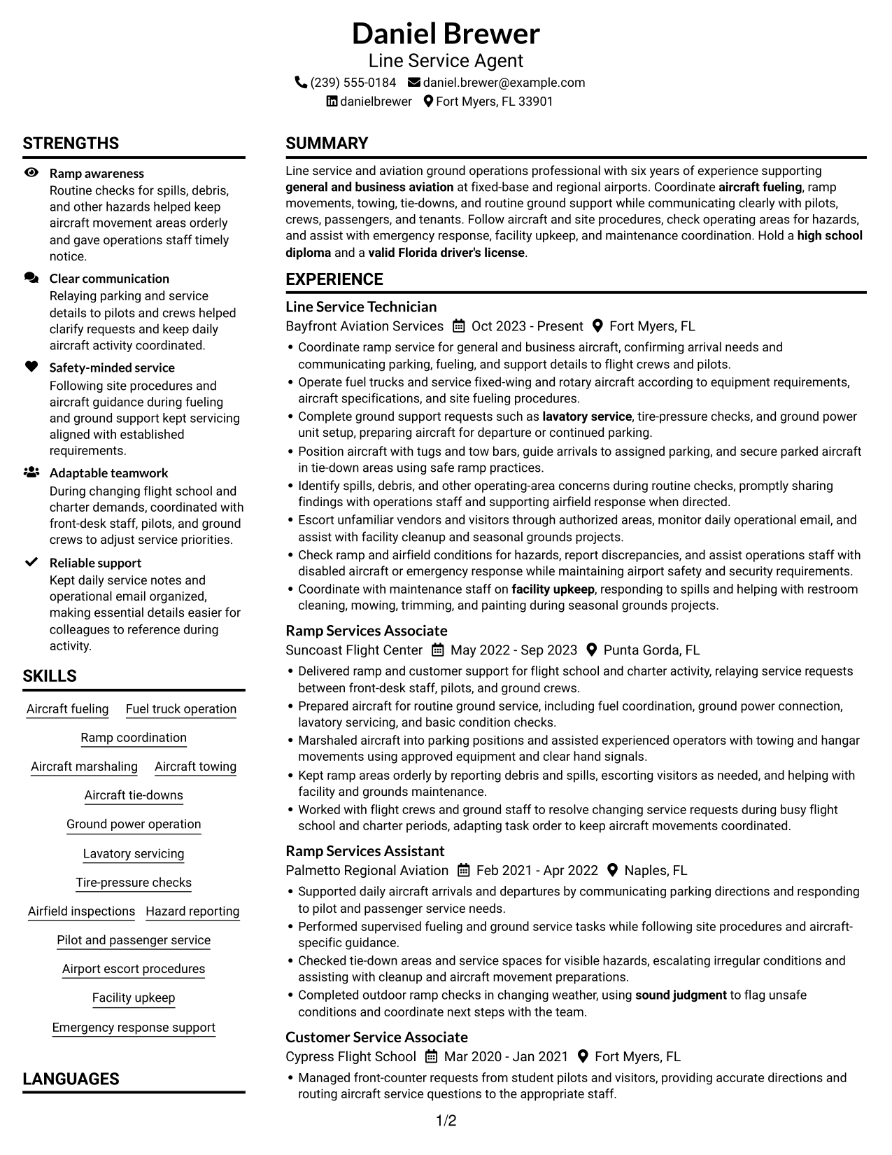 Resume example — page 1