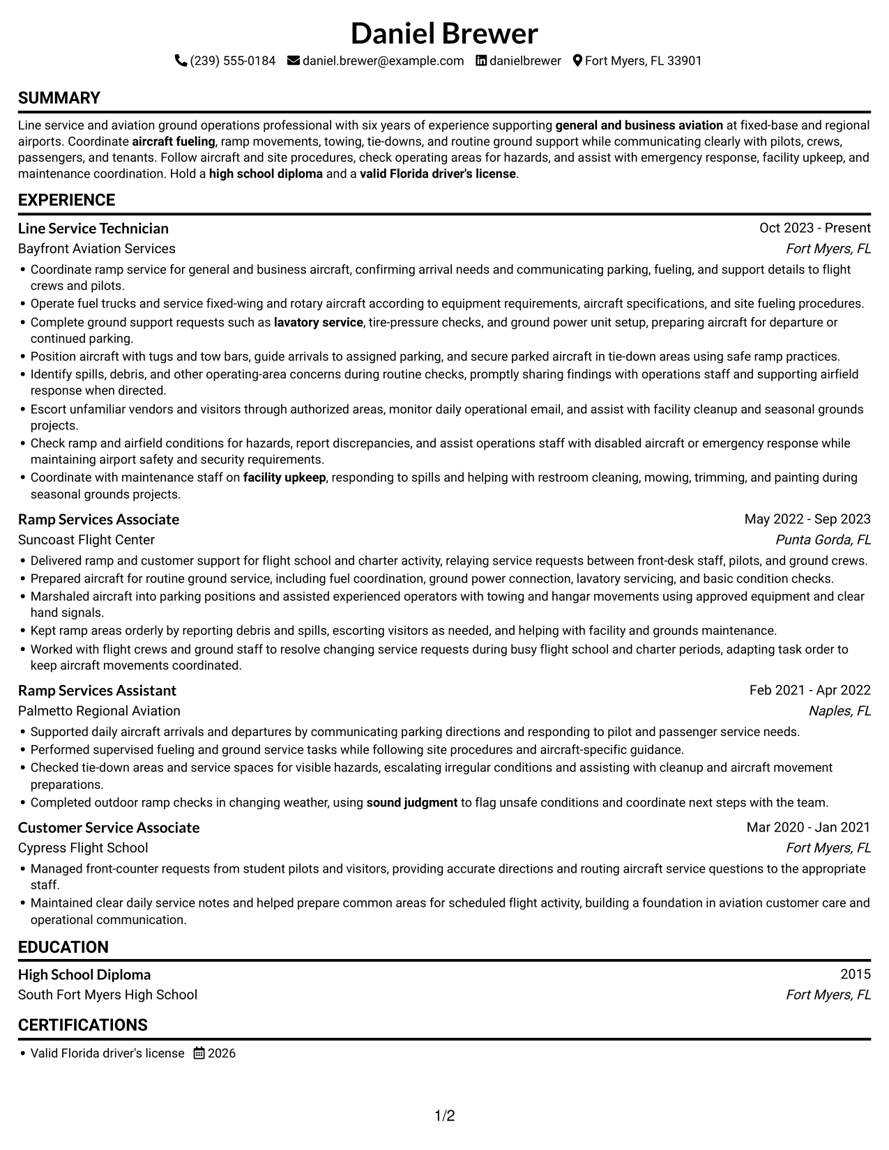 Resume example — page 1