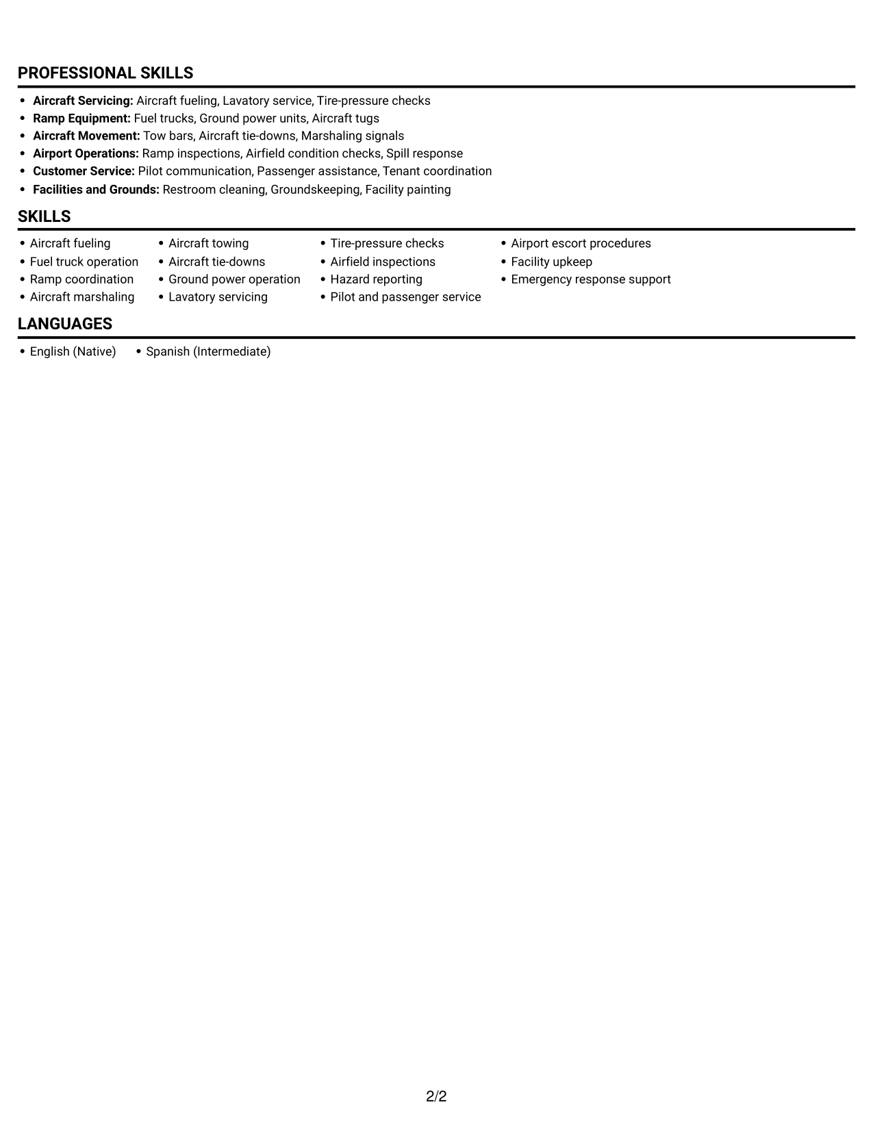 Resume example — page 2