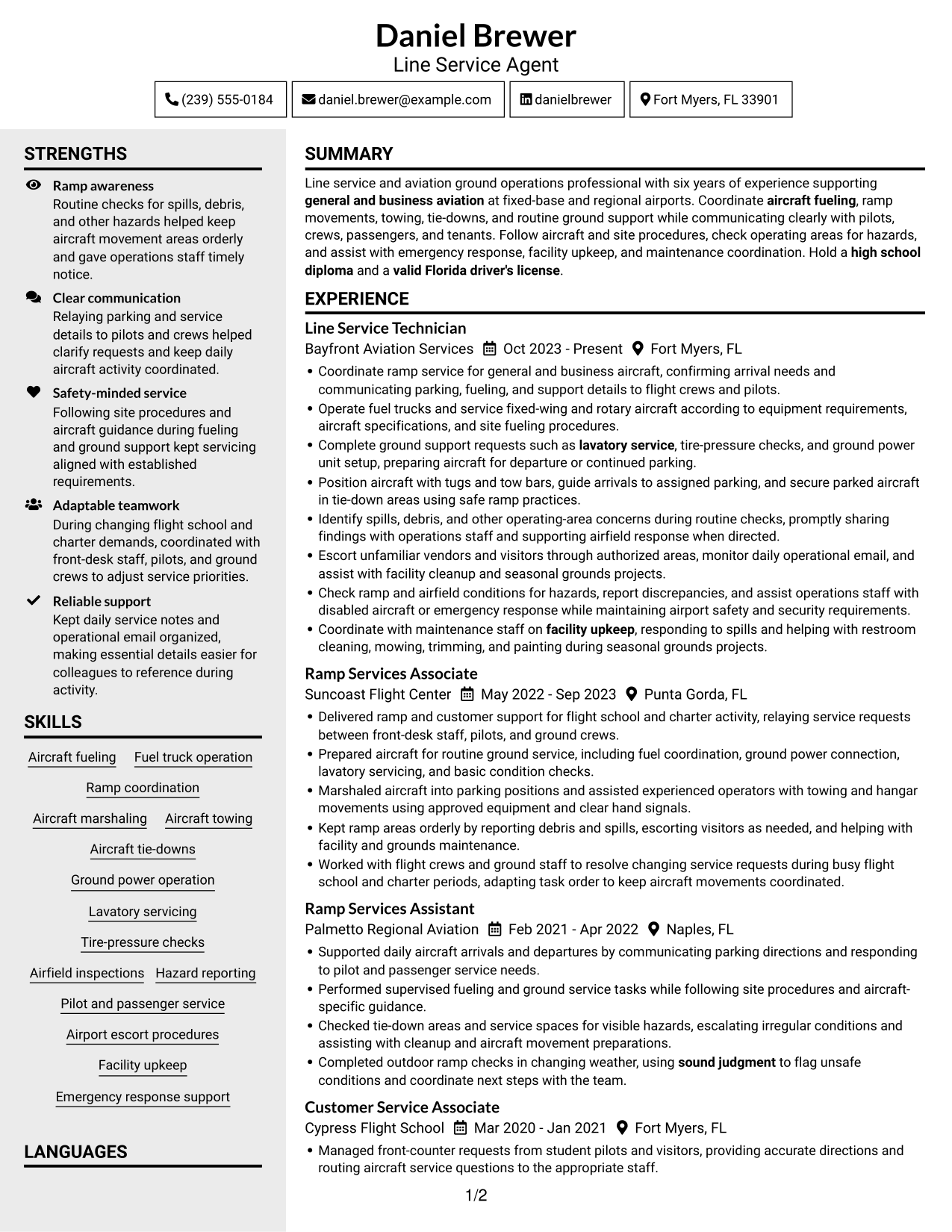 Resume example — page 1