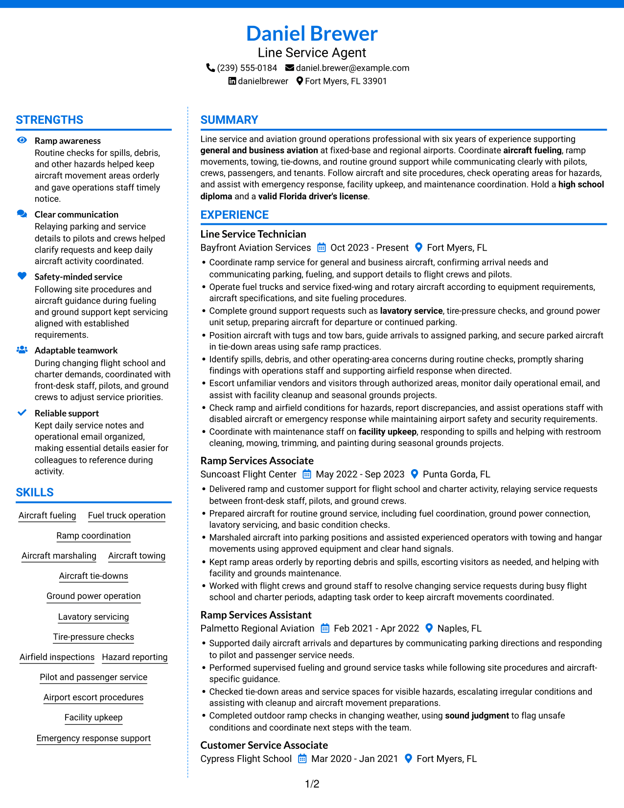Resume example — page 1