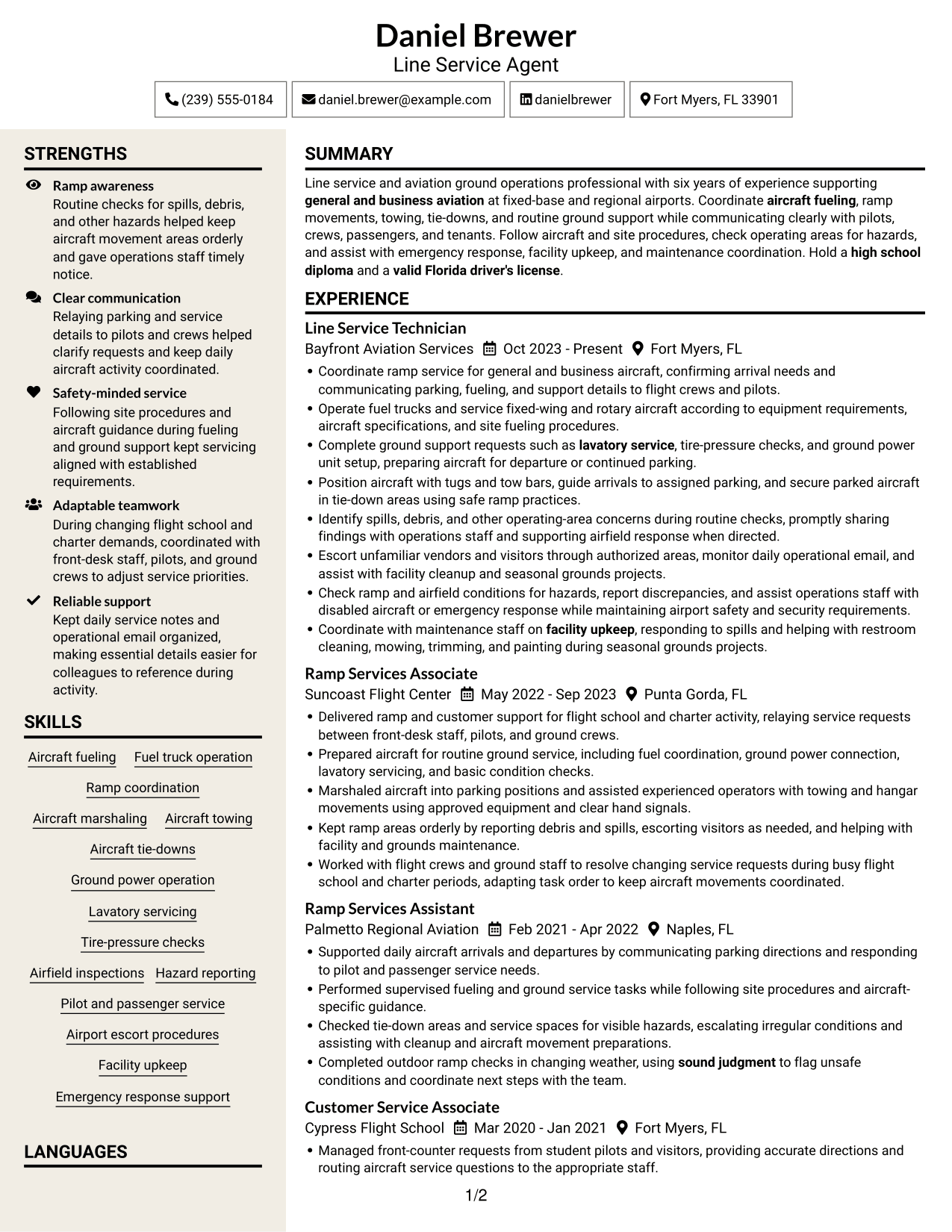 Resume example — page 1