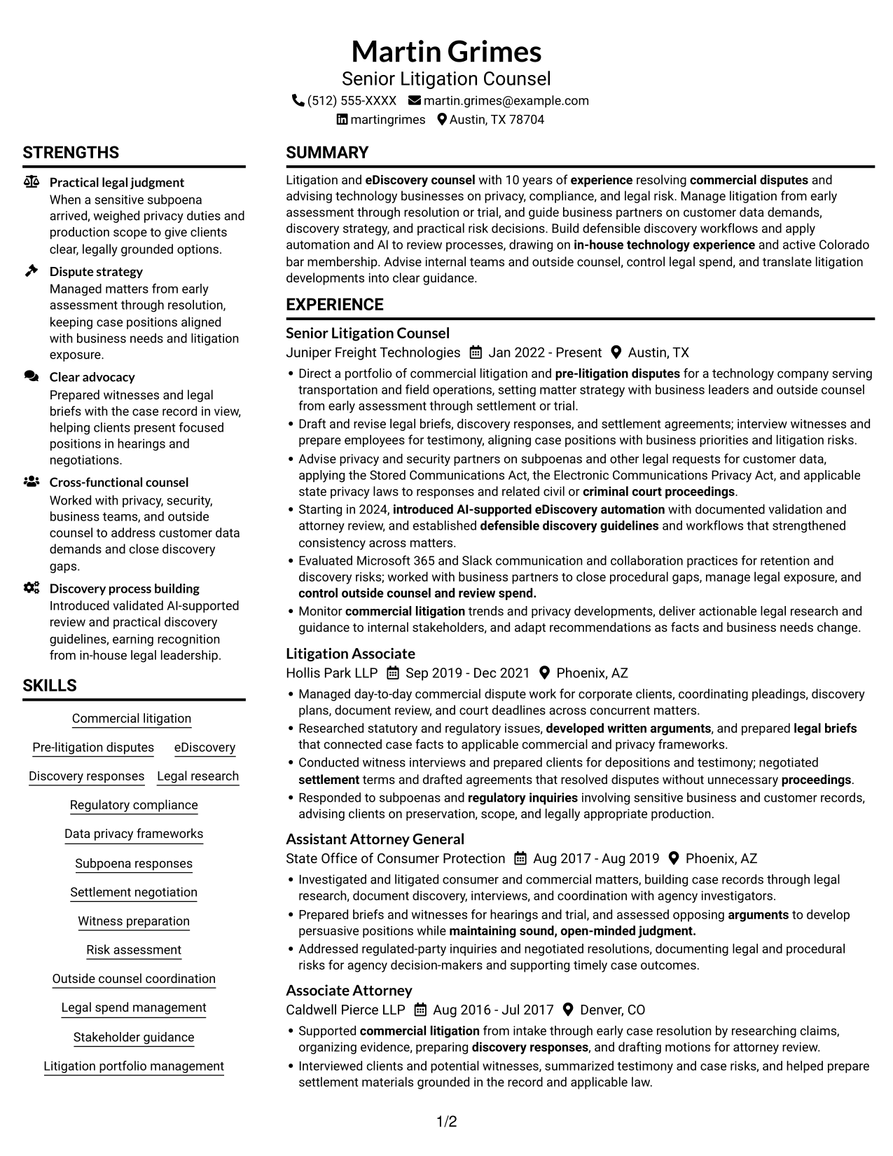 Resume example — page 1