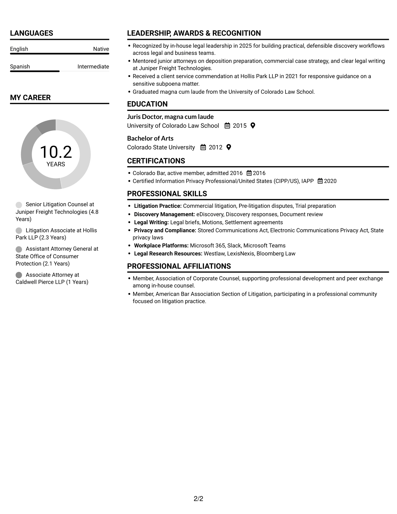 Resume example — page 2