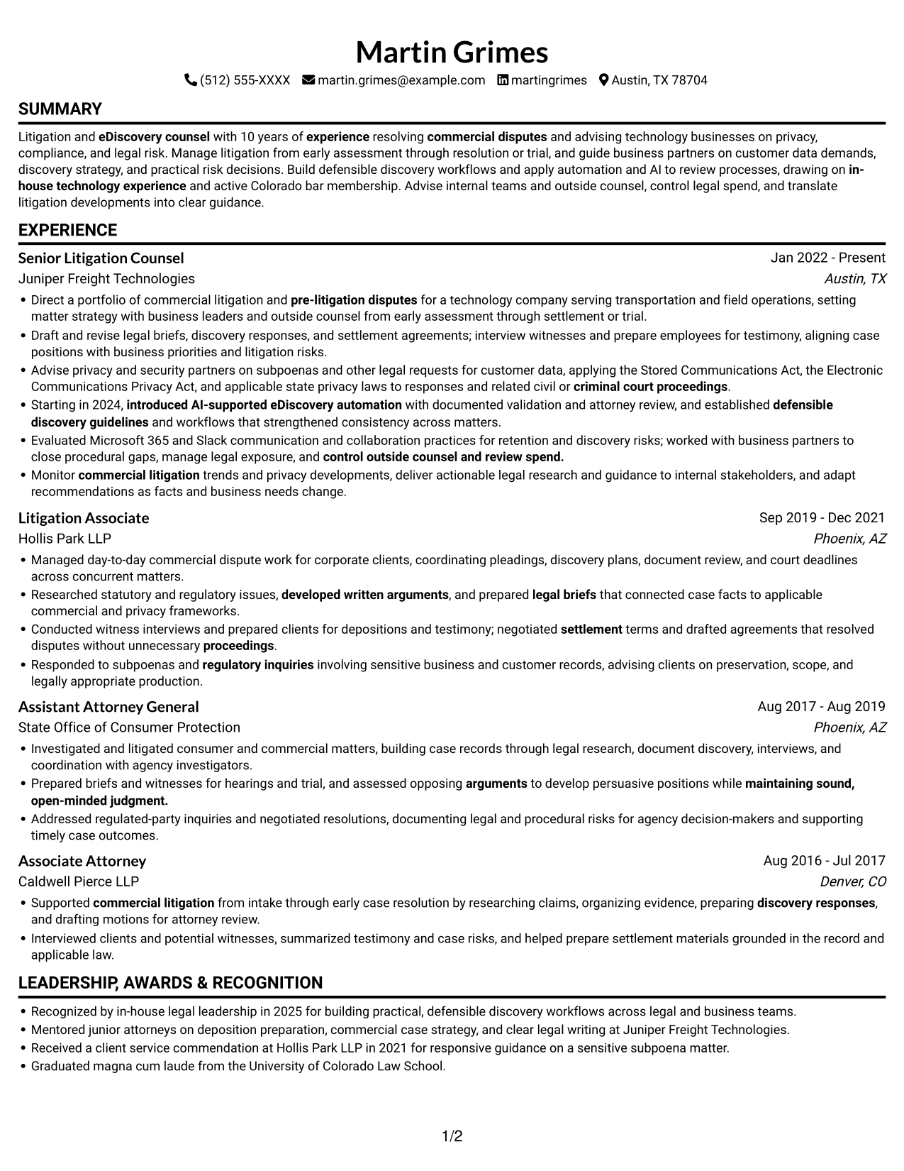 Resume example — page 1