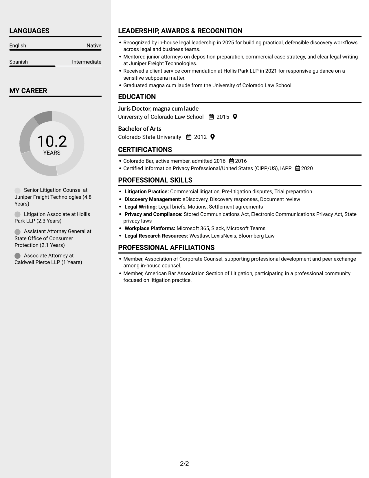 Resume example — page 2