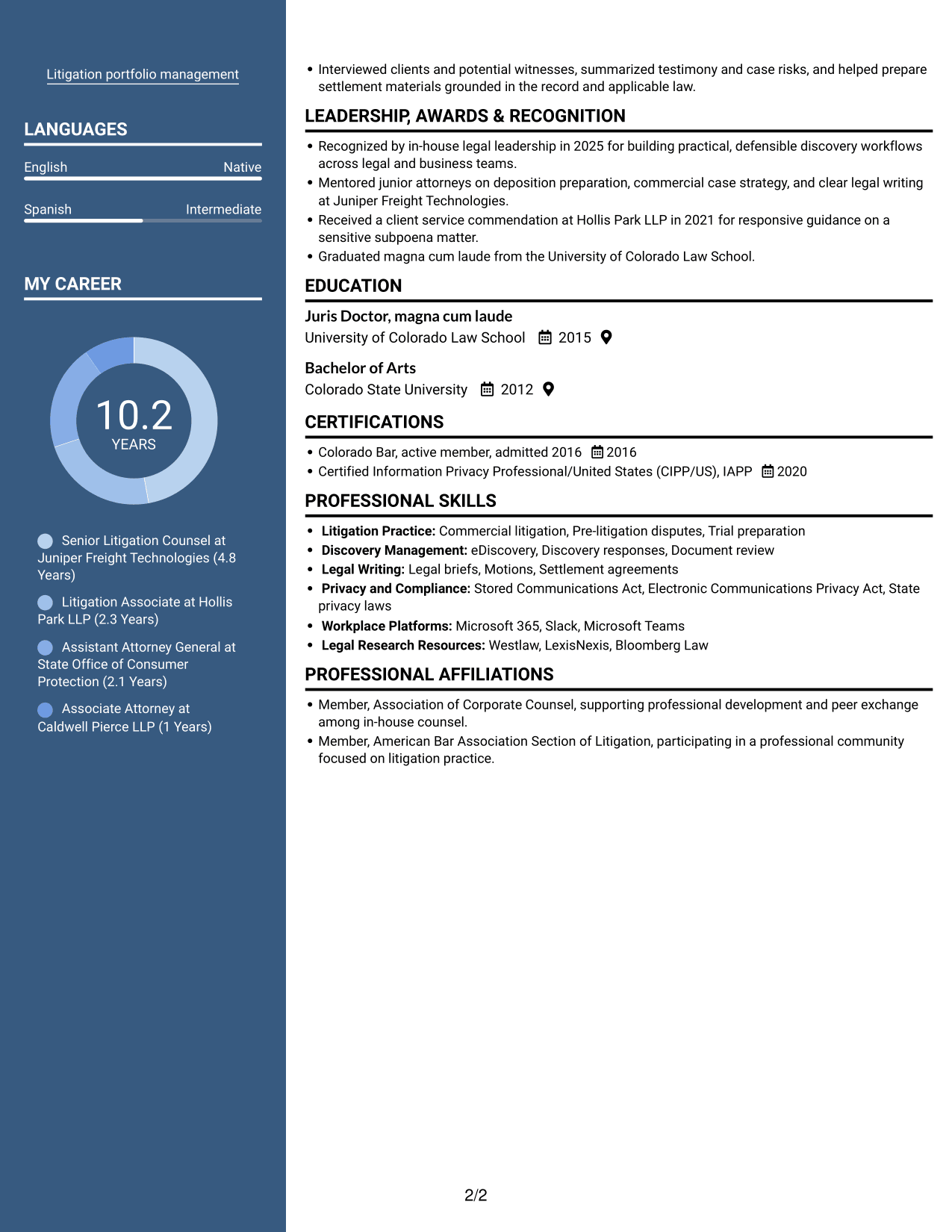 Resume example — page 2
