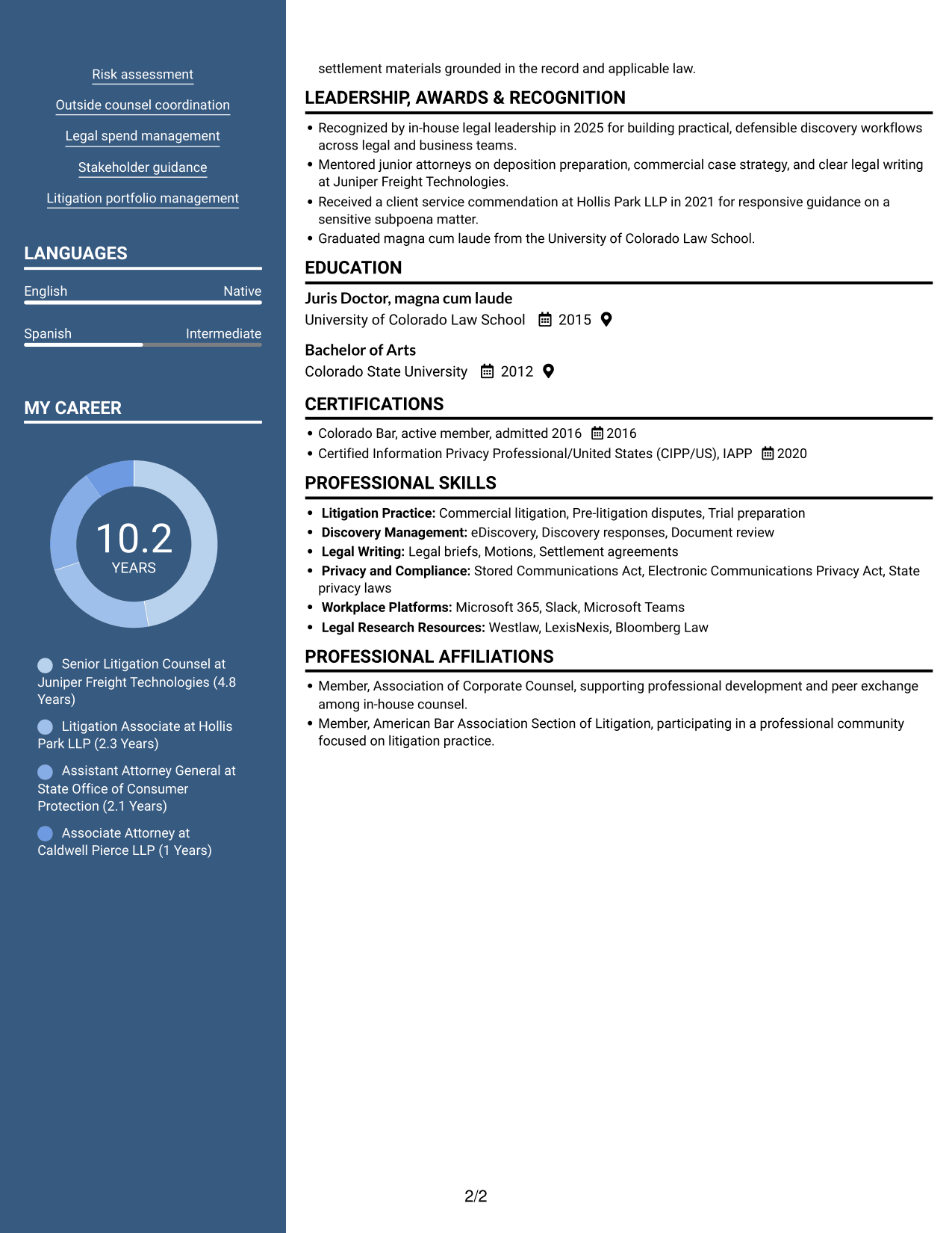 Resume example — page 2