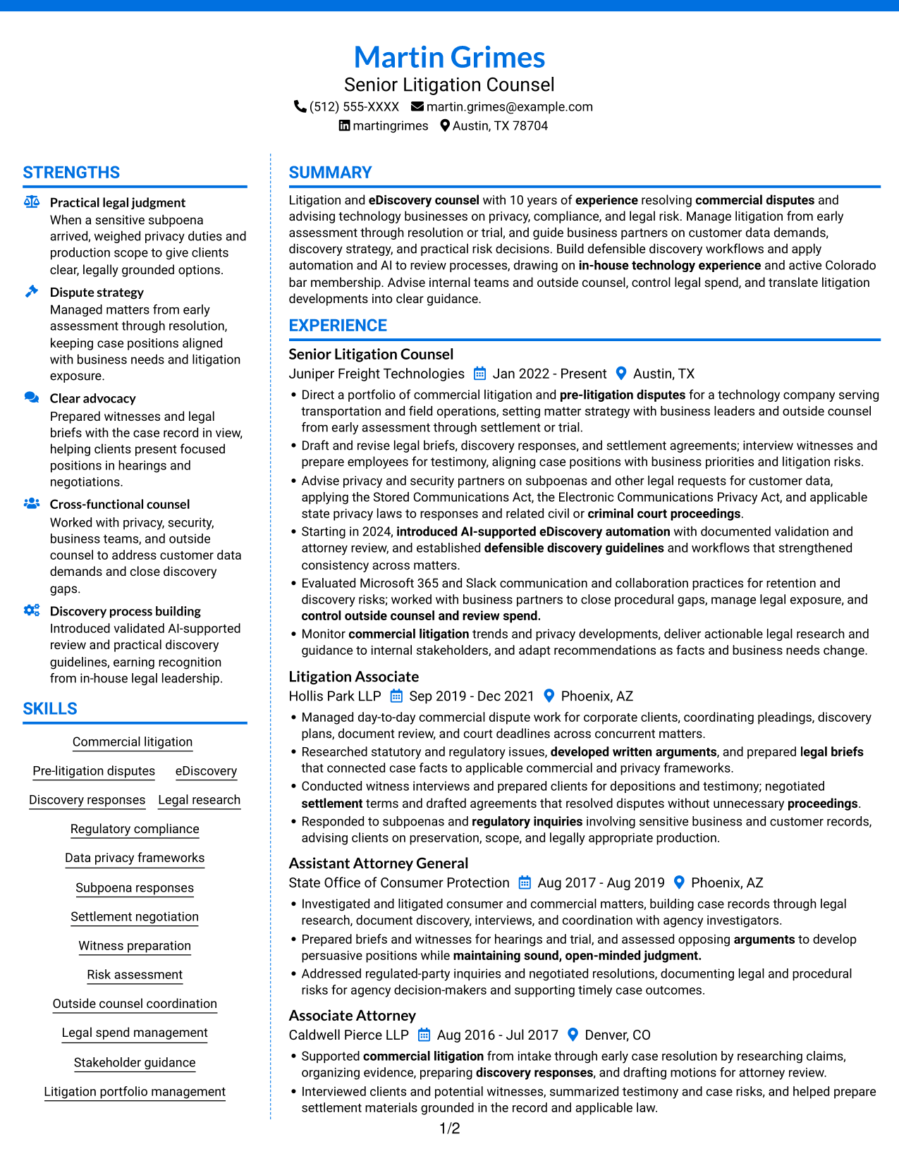 Resume example — page 1