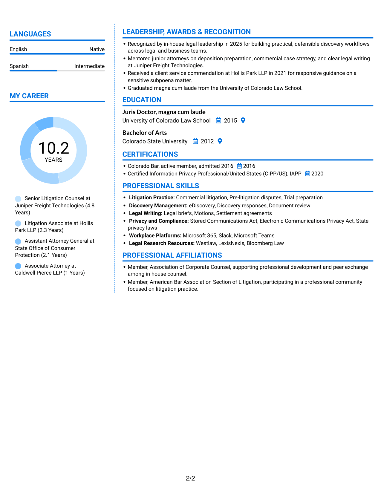 Resume example — page 2