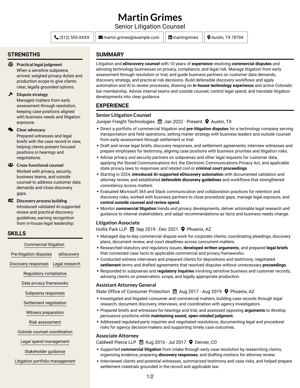Resume example — page 1
