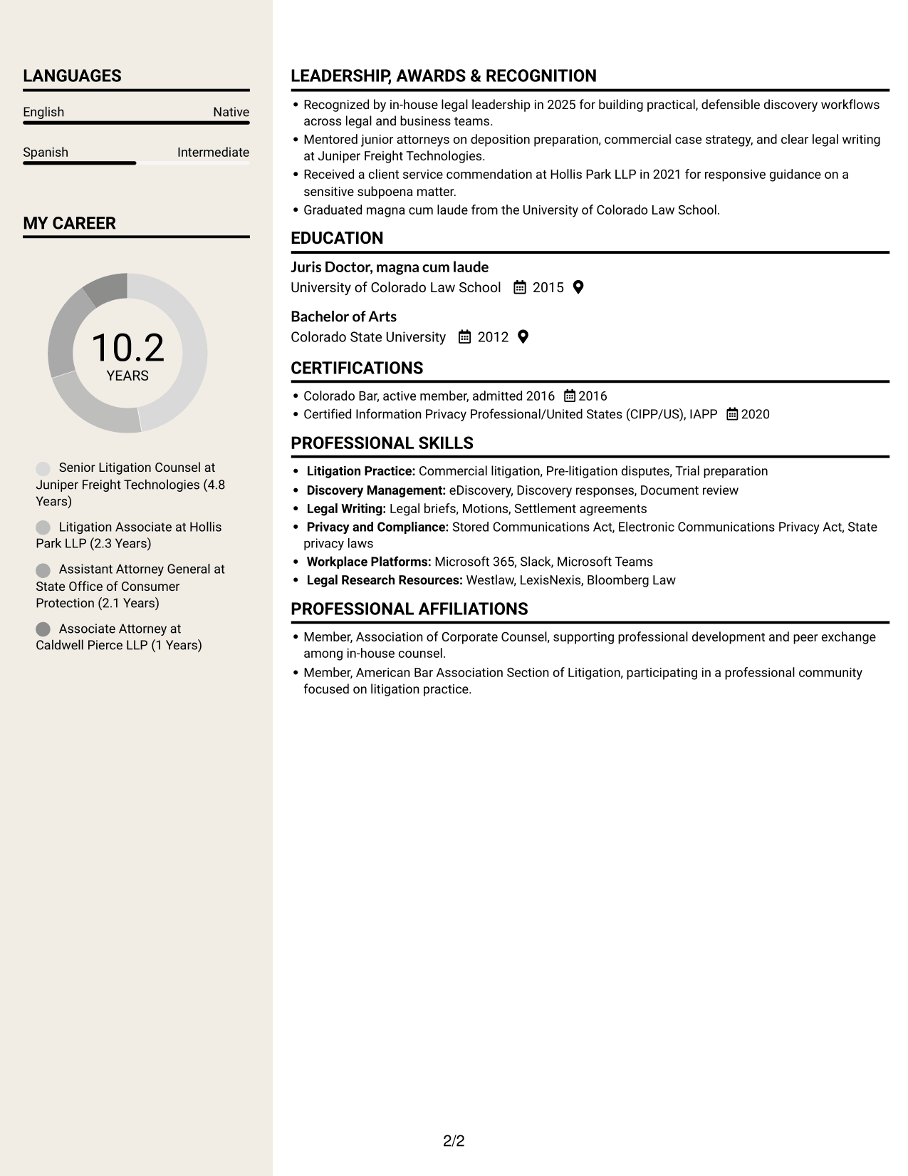 Resume example — page 2