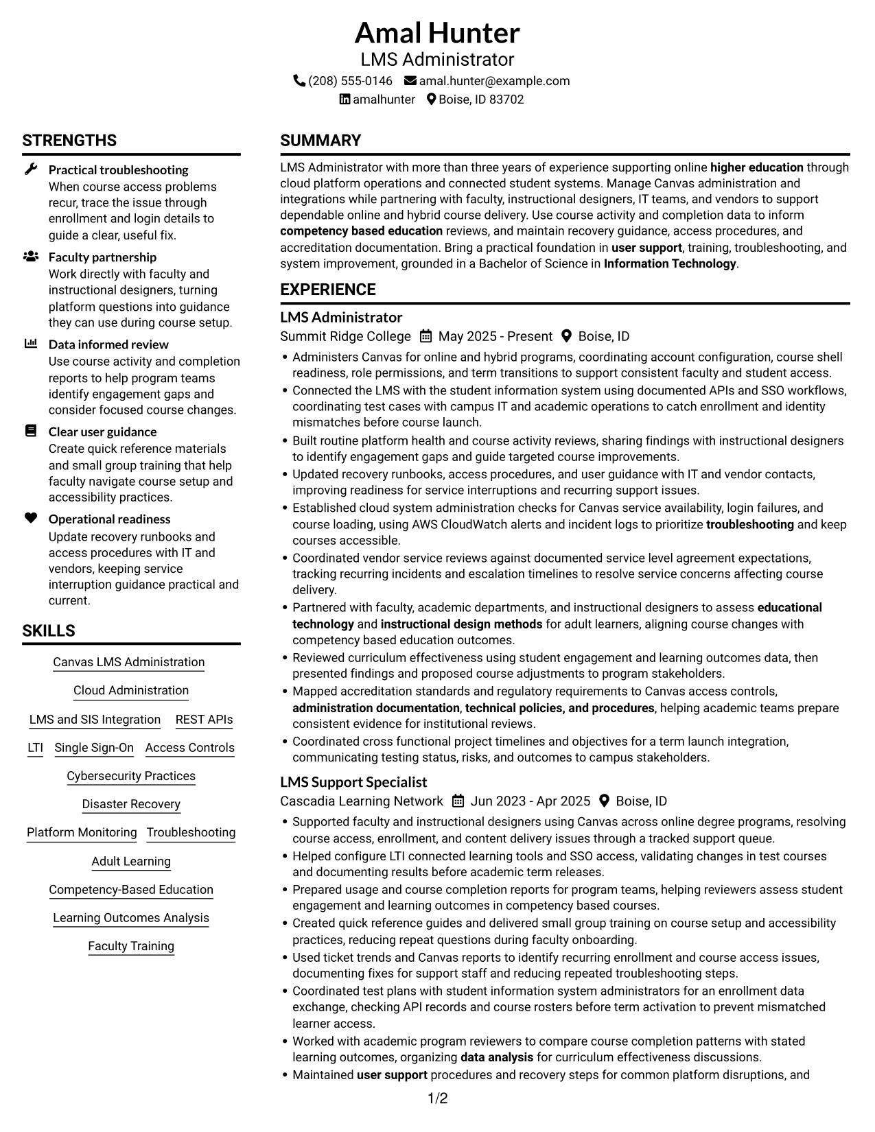 Resume example — page 1