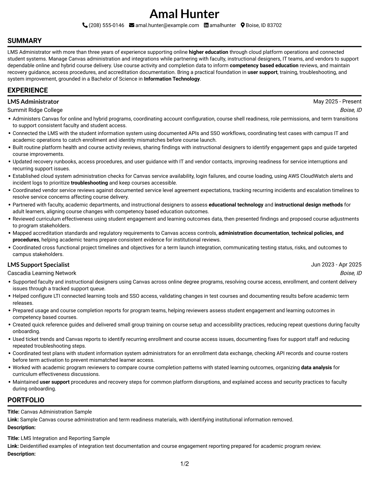 Resume example — page 1