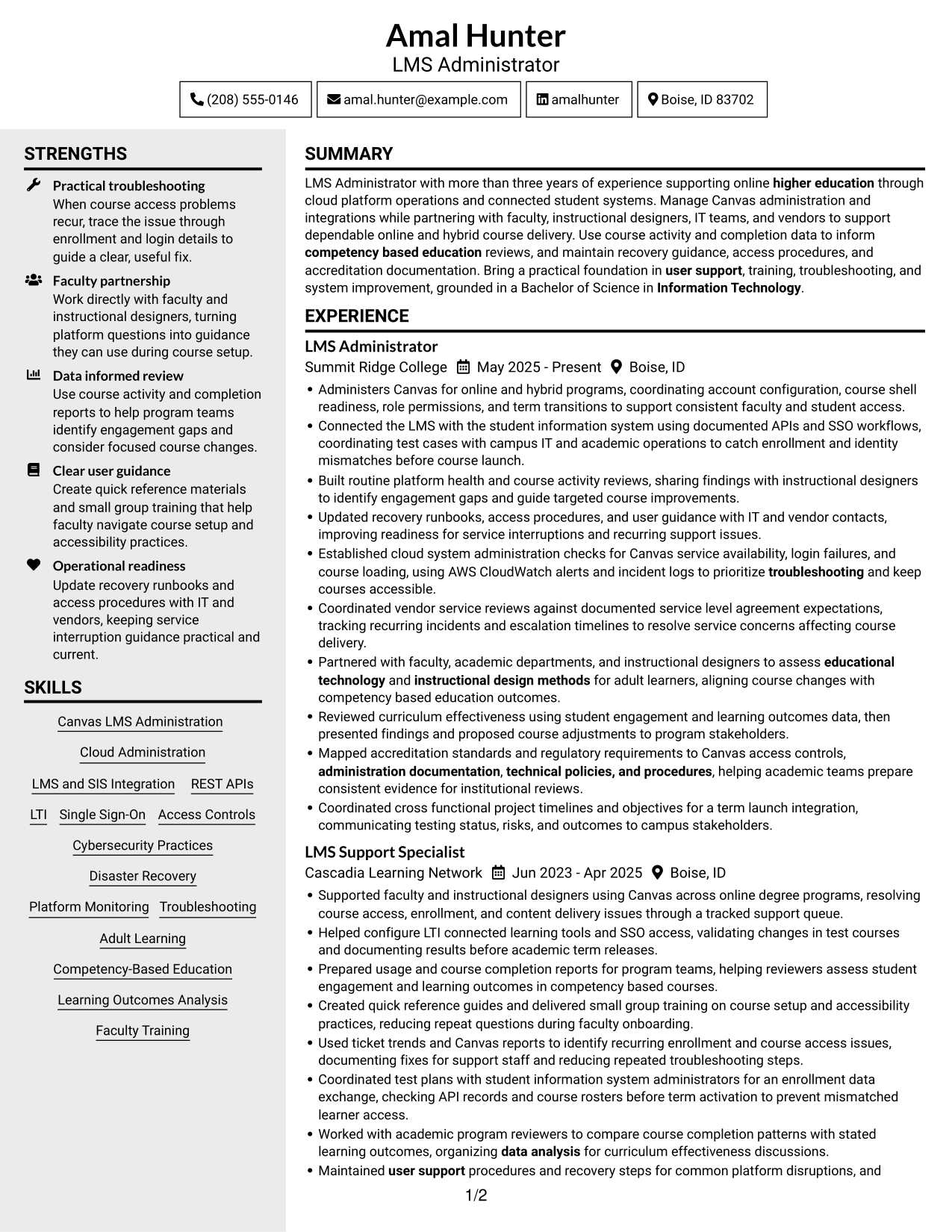 Resume example — page 1