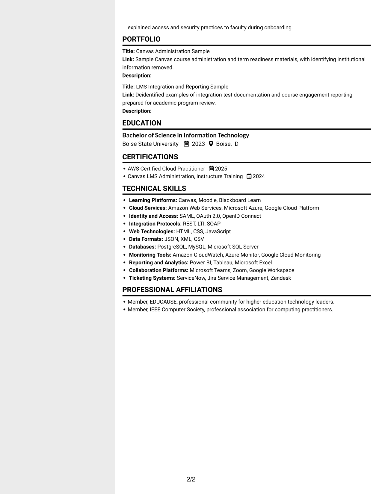 Resume example — page 2