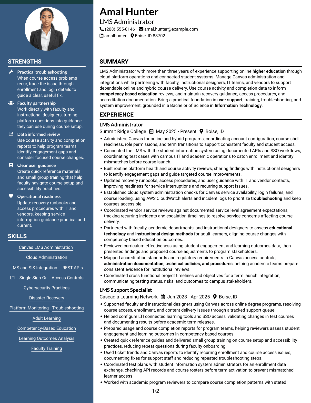 Resume example — page 1