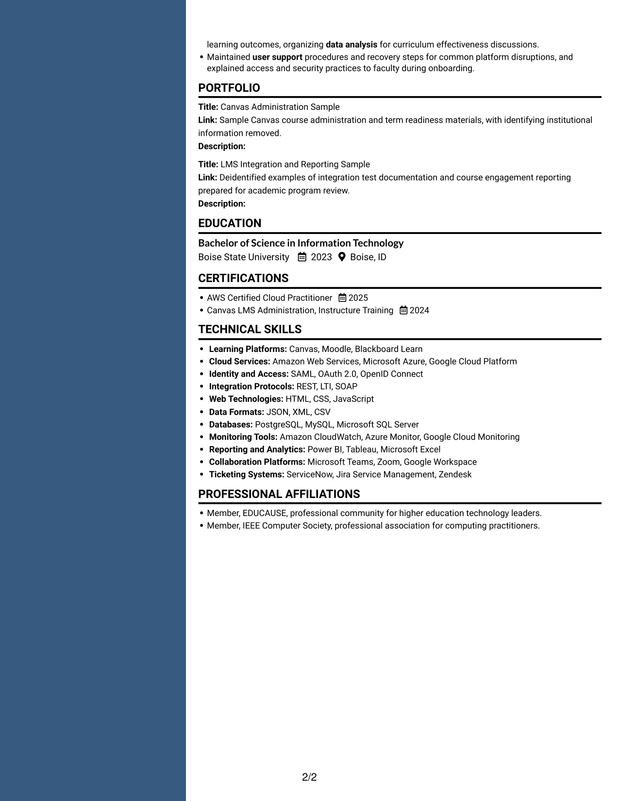 Resume example — page 2