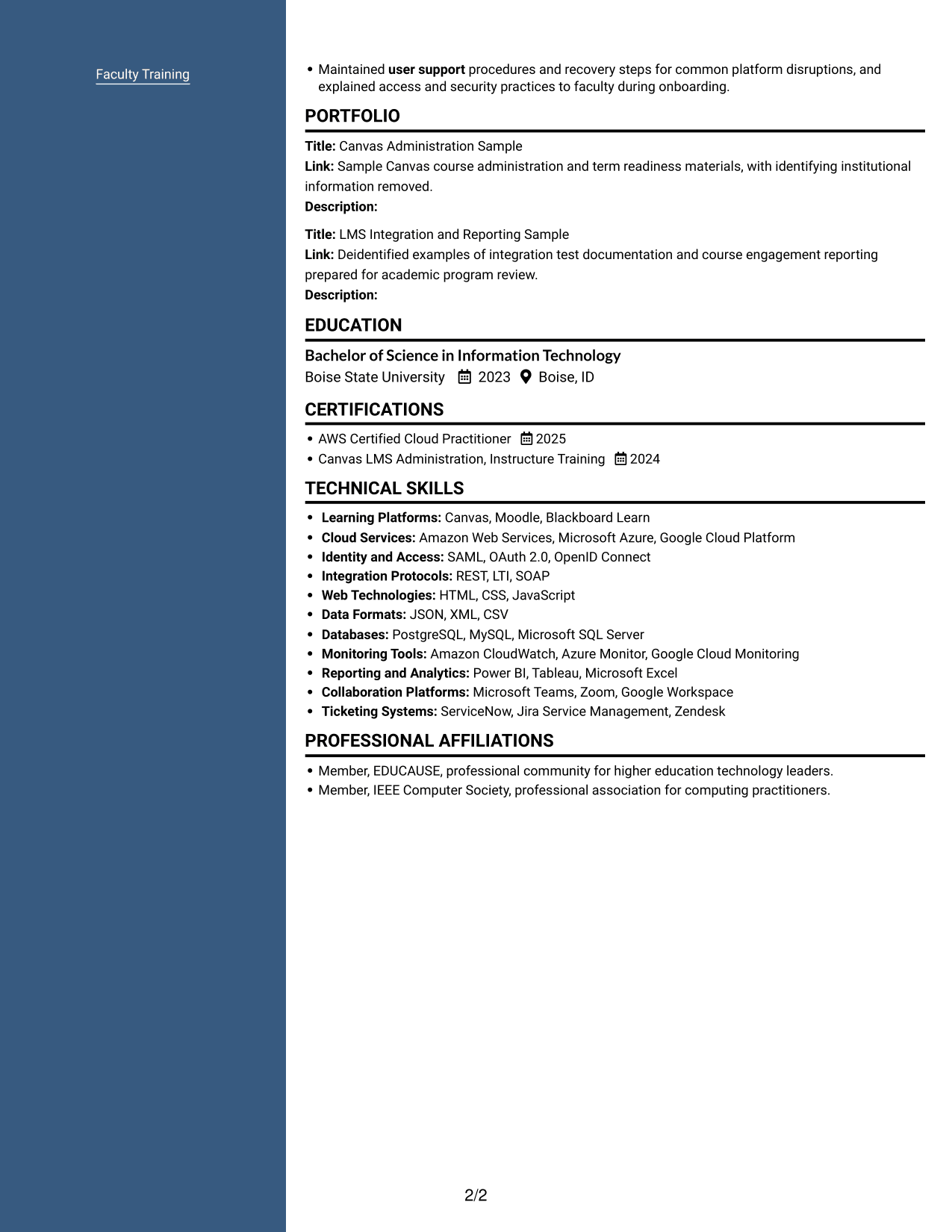 Resume example — page 2