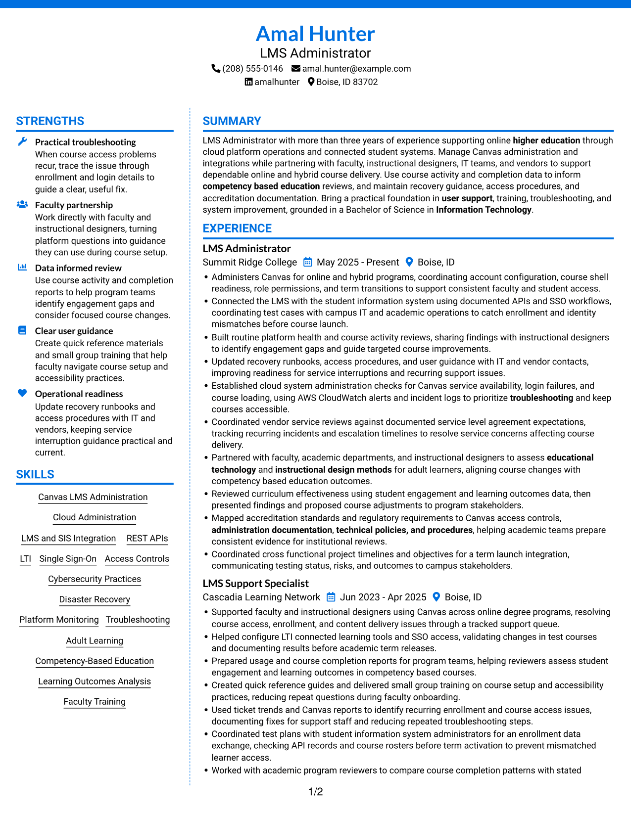 Resume example — page 1