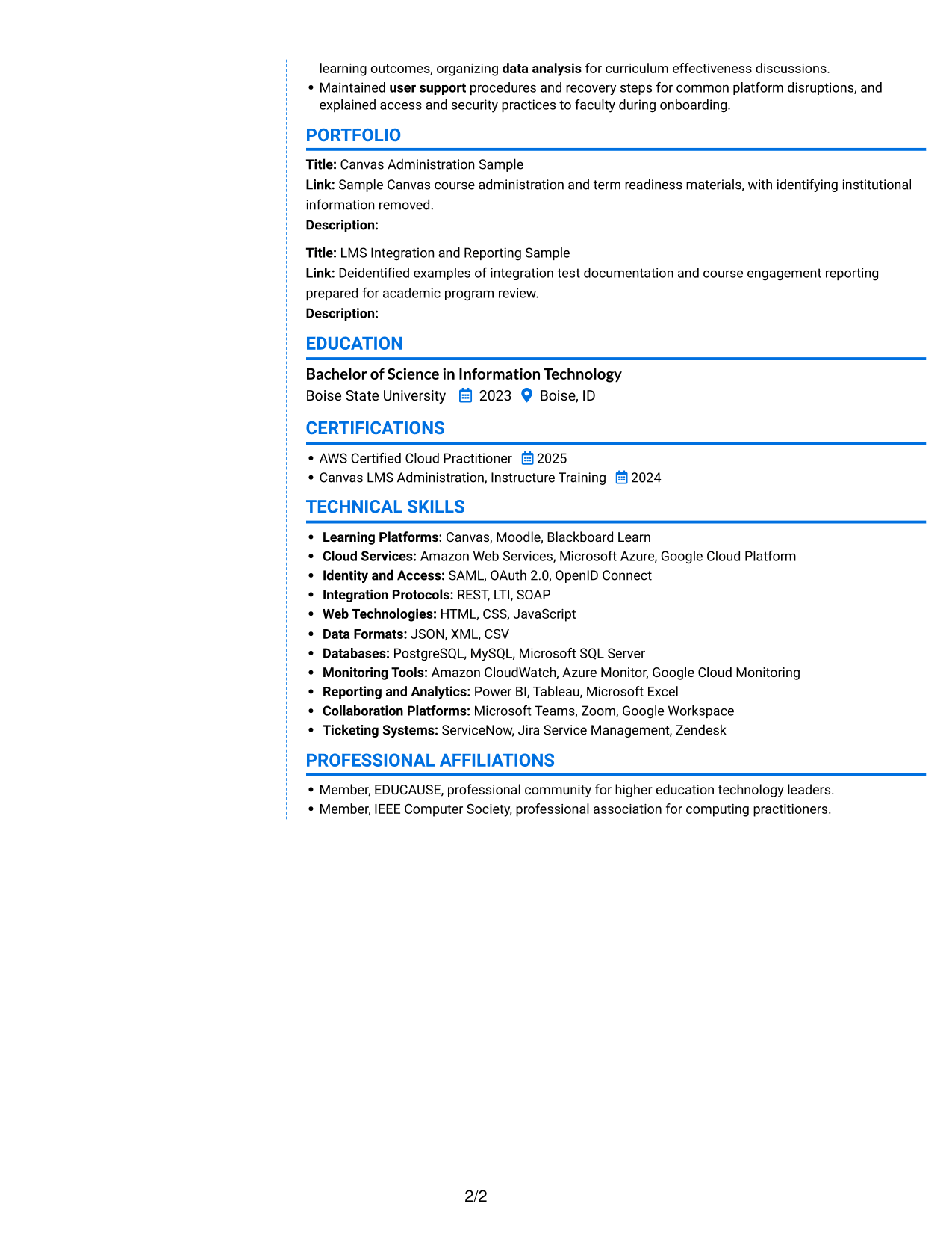 Resume example — page 2