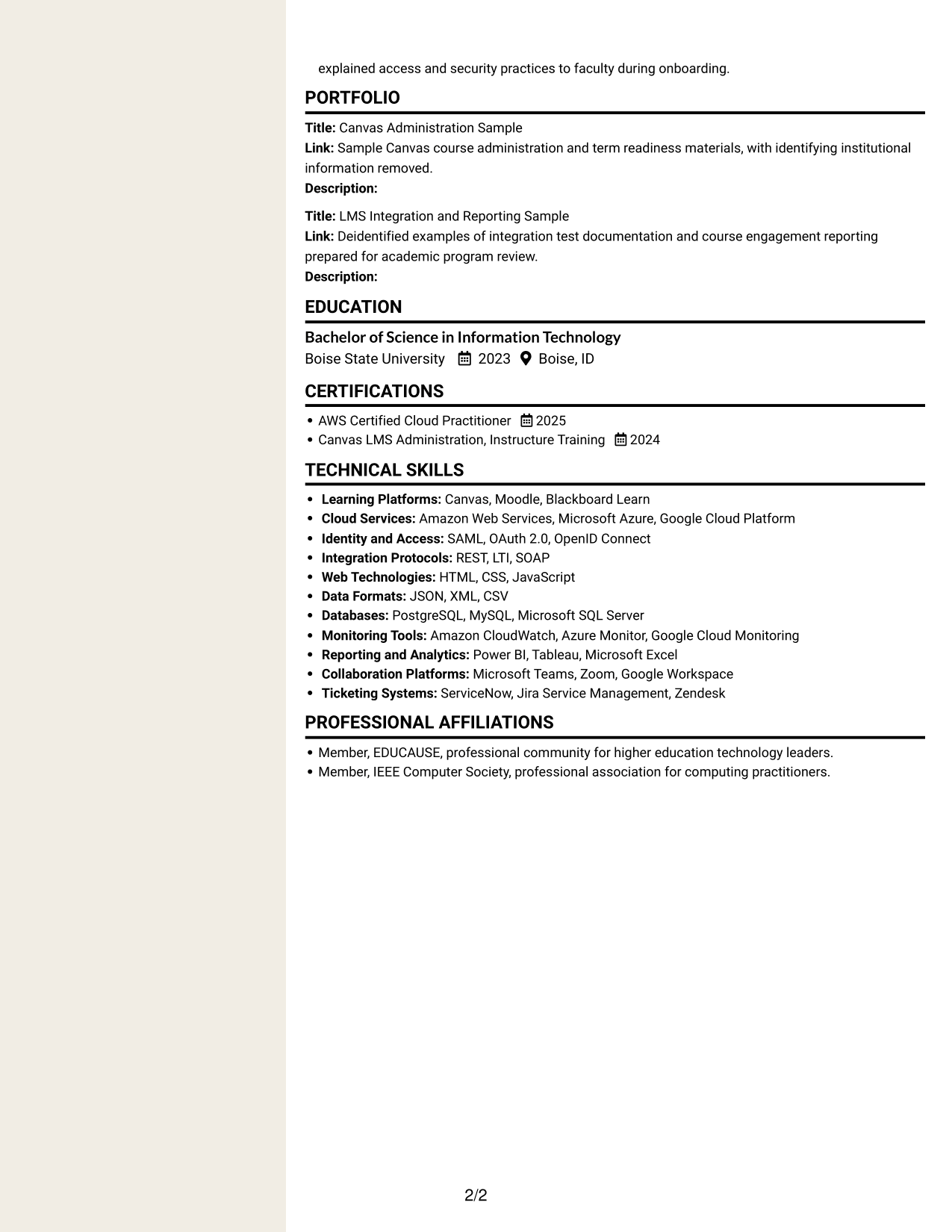 Resume example — page 2