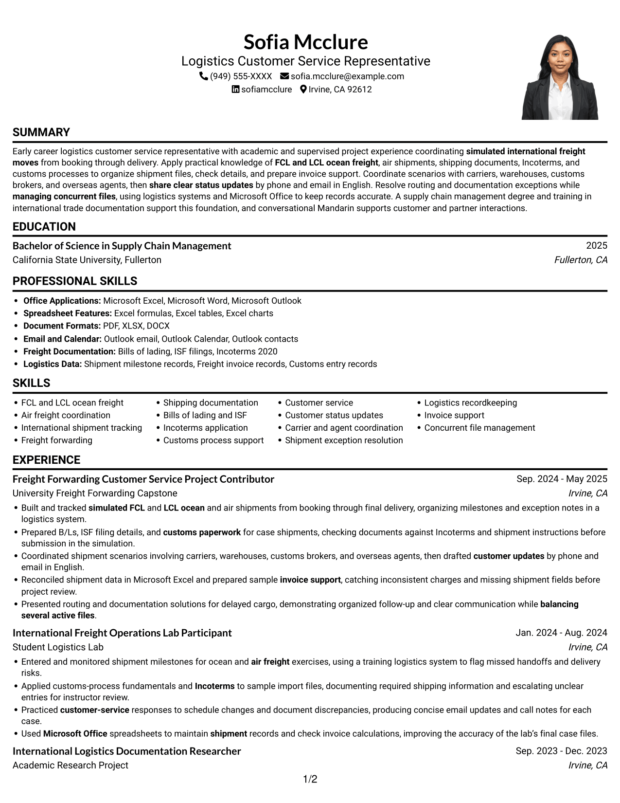 Resume example — page 1