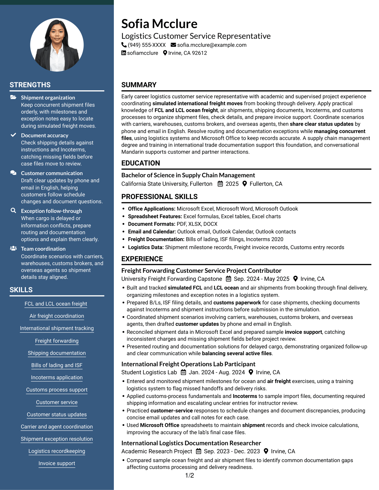 Resume example — page 1