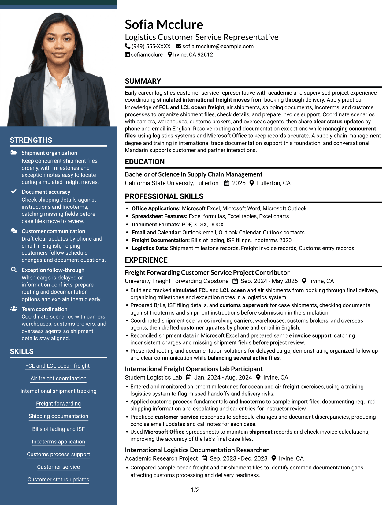 Resume example — page 1