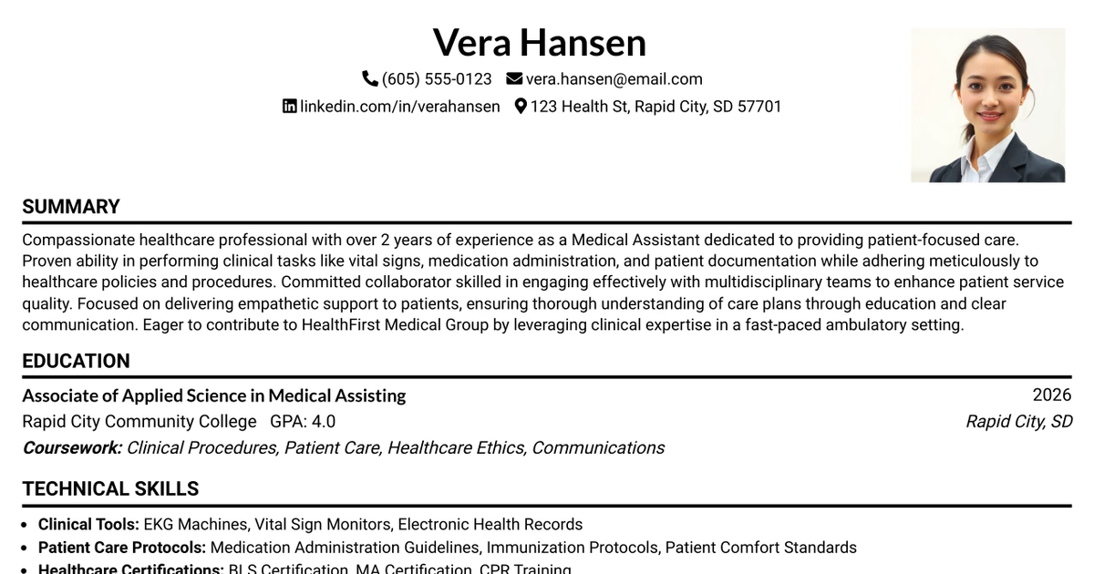 33 LPN or Medical Assistant Primary Care Resume Templates with Example 2026 (ATS-Optimized)
