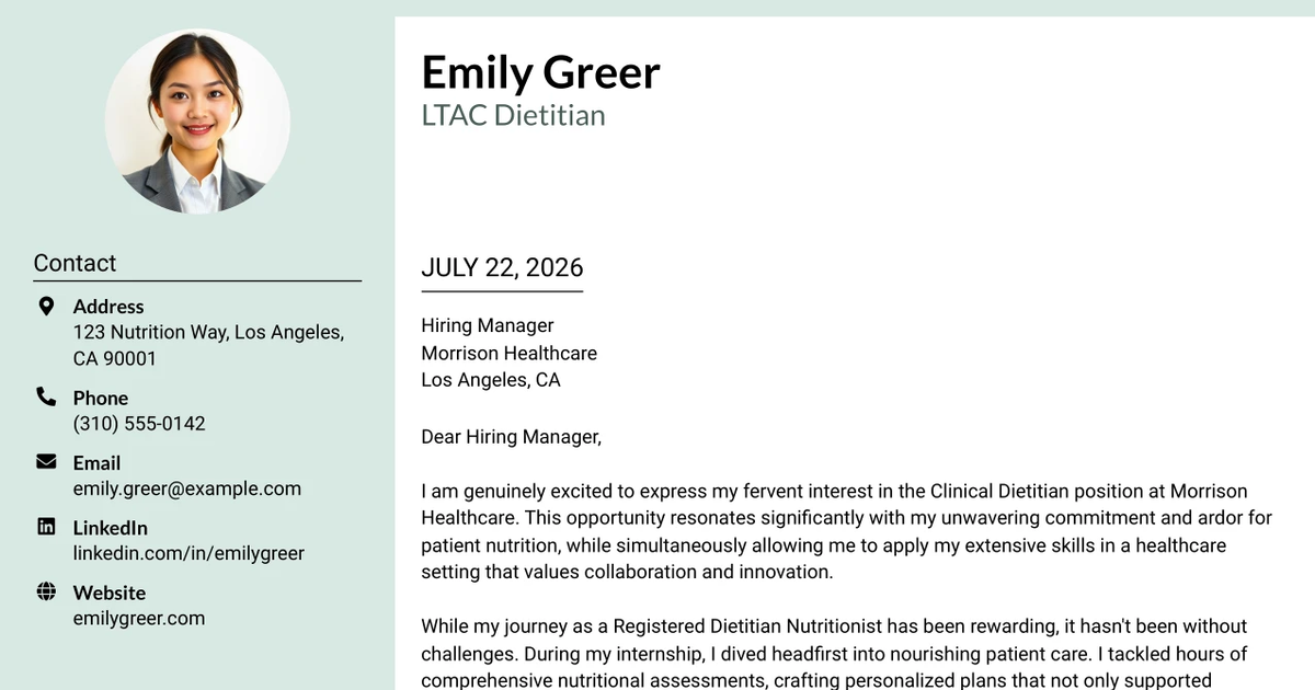 30+ LTAC Dietitian Cover Letter Templates with Example 2026