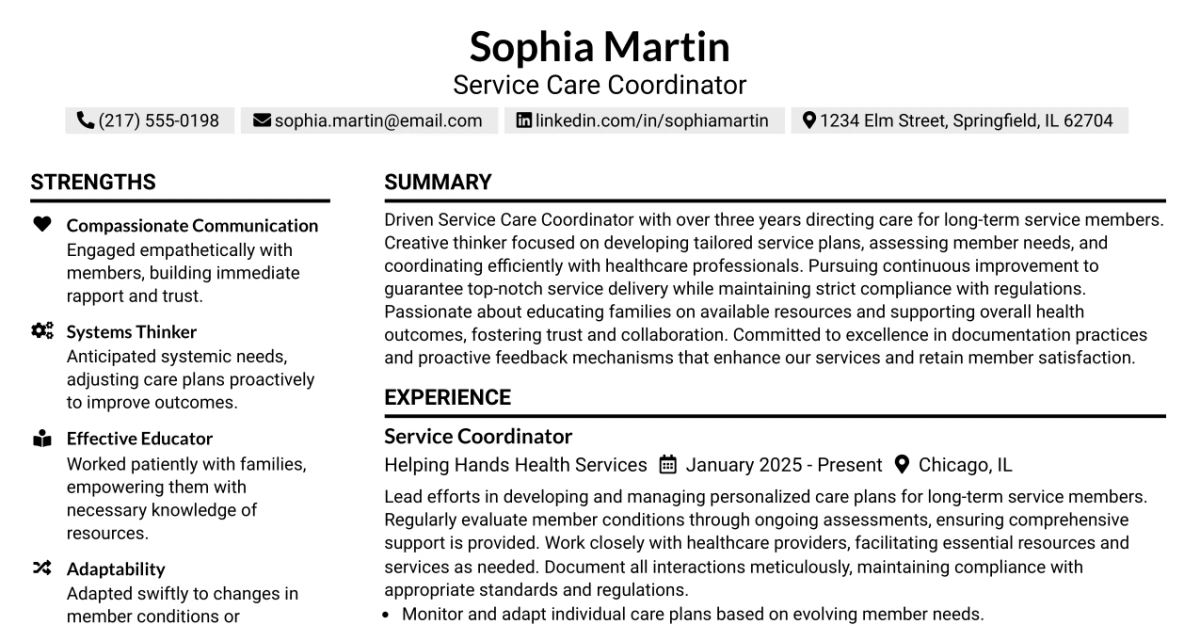 33 LTSS Service Care Coordinator Resume Templates with Example 2026 (ATS-Optimized)