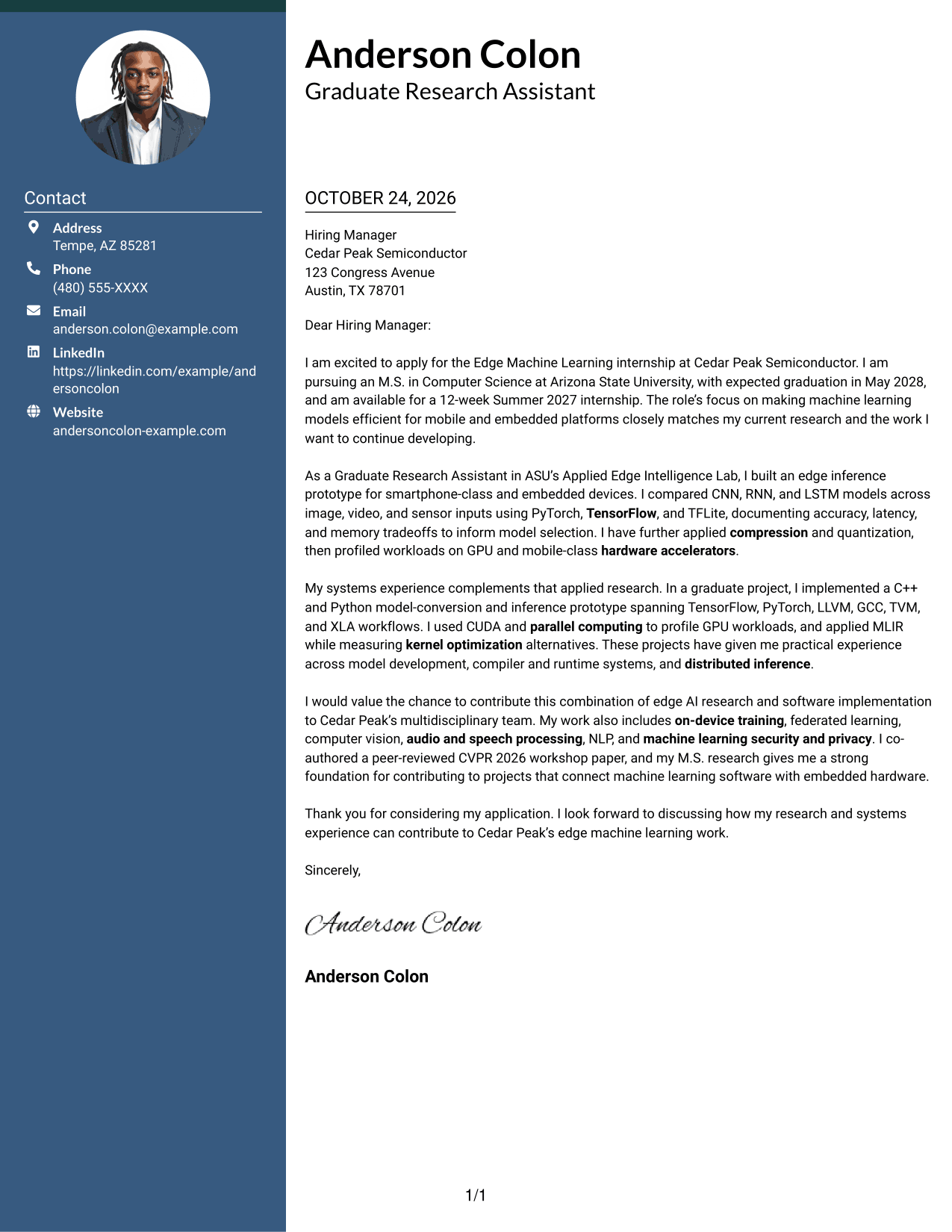Cover letter example — page 1