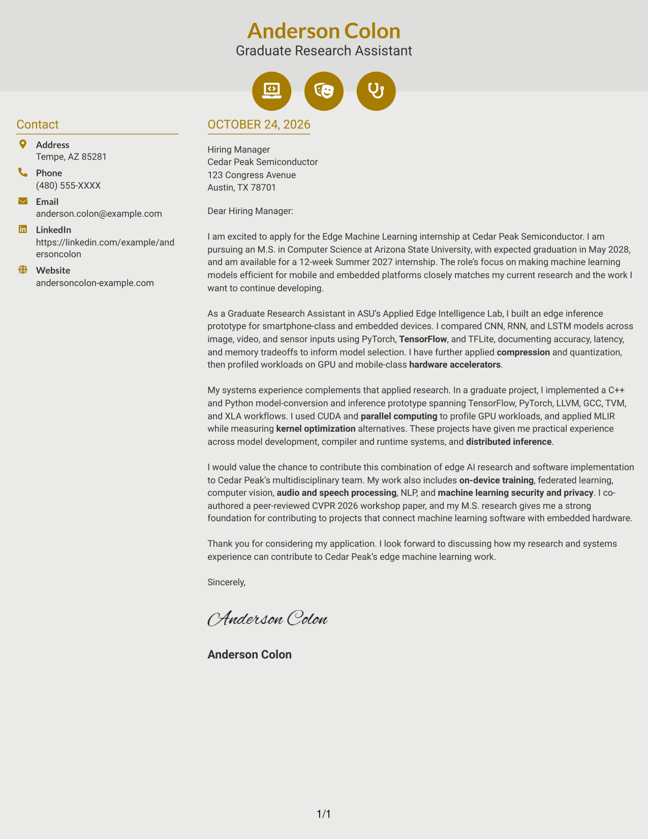 Cover letter example — page 1