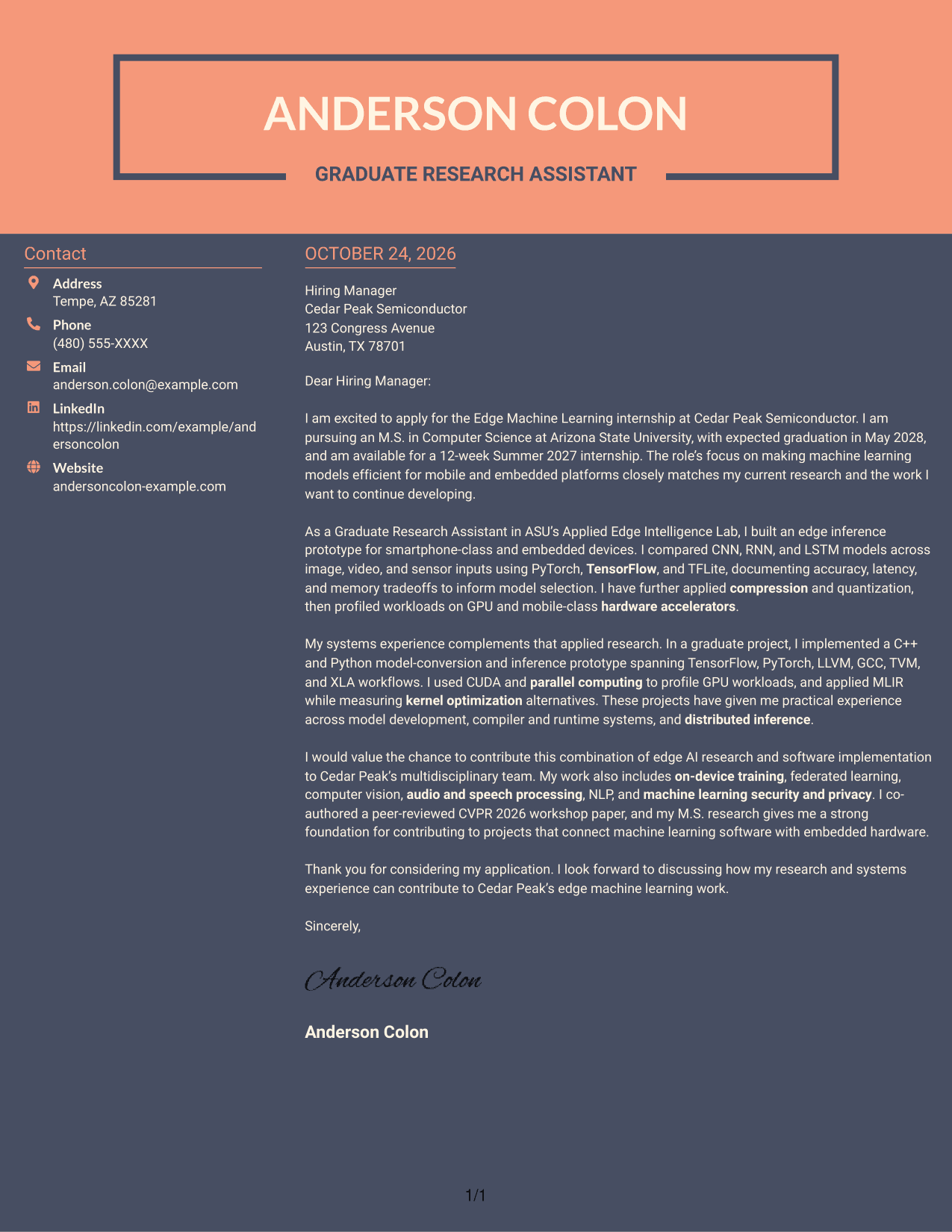 Cover letter example — page 1