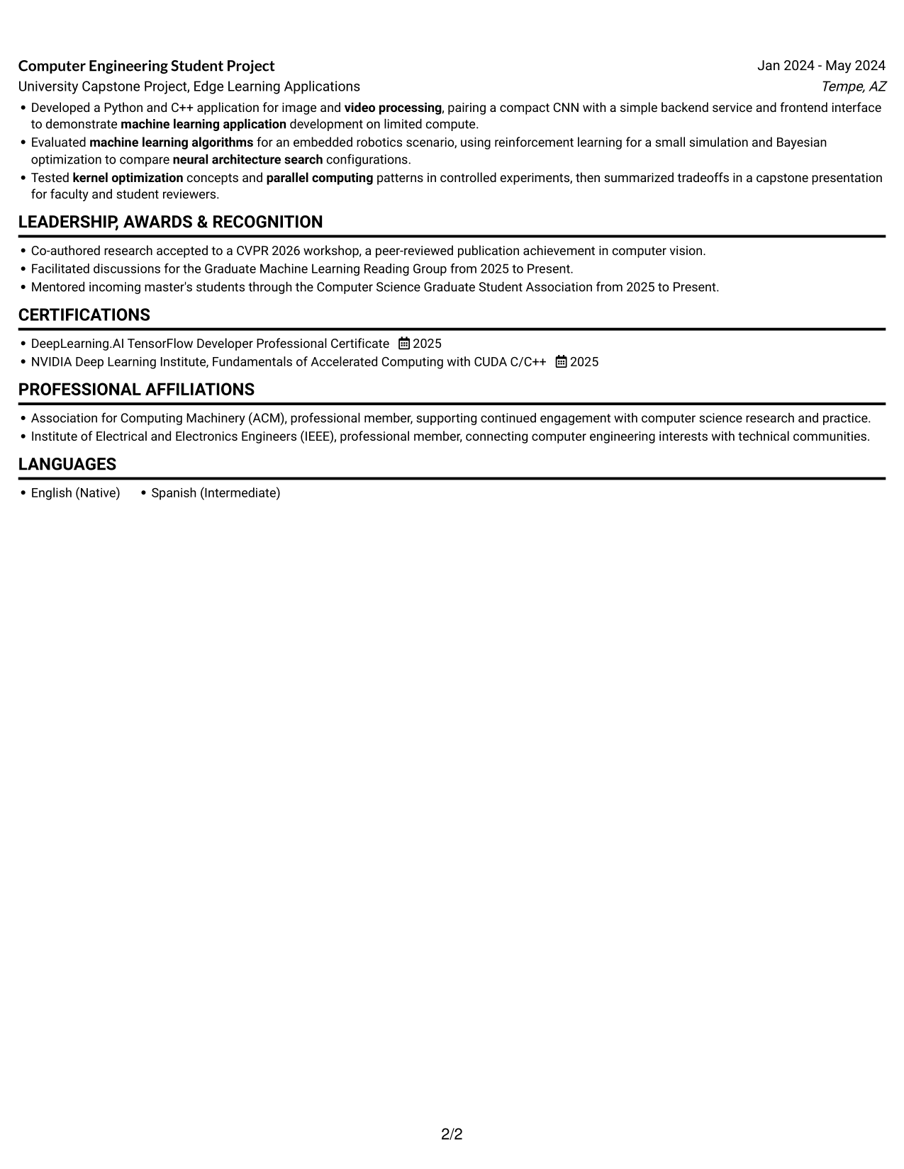 Resume example — page 2
