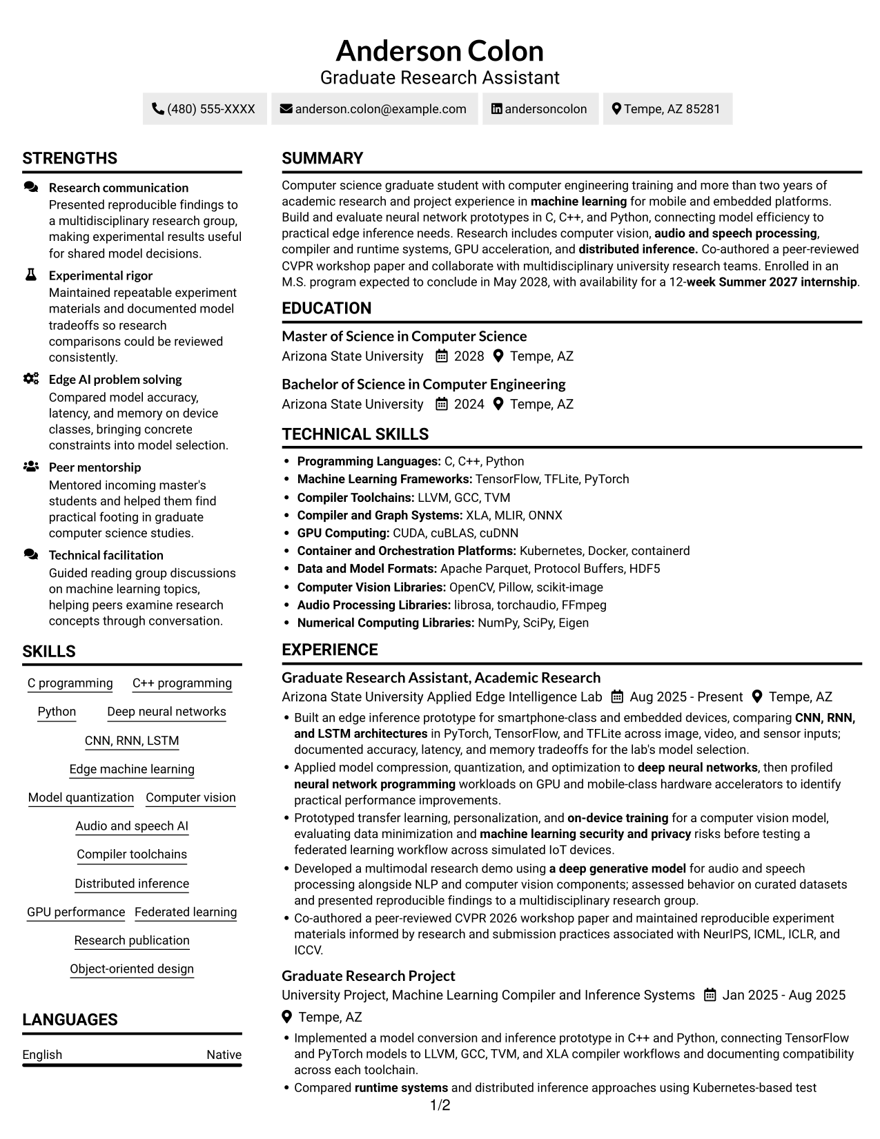 Resume example — page 1