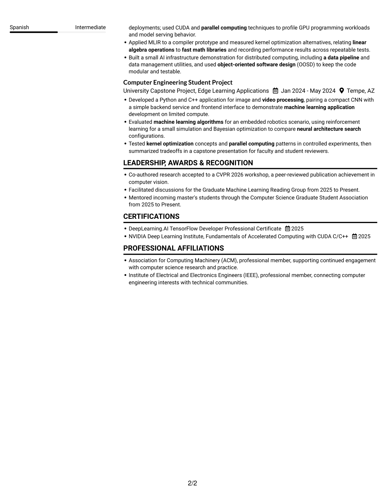 Resume example — page 2