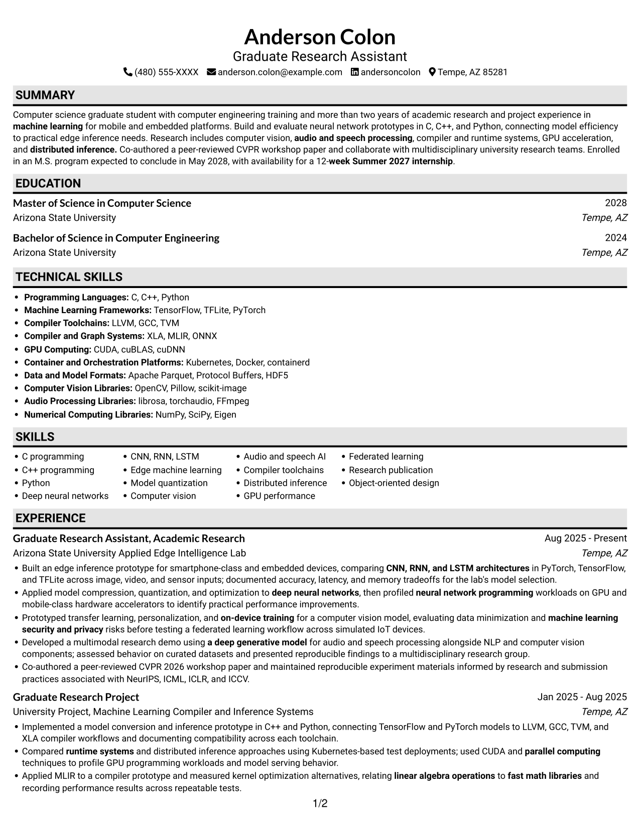 Resume example — page 1
