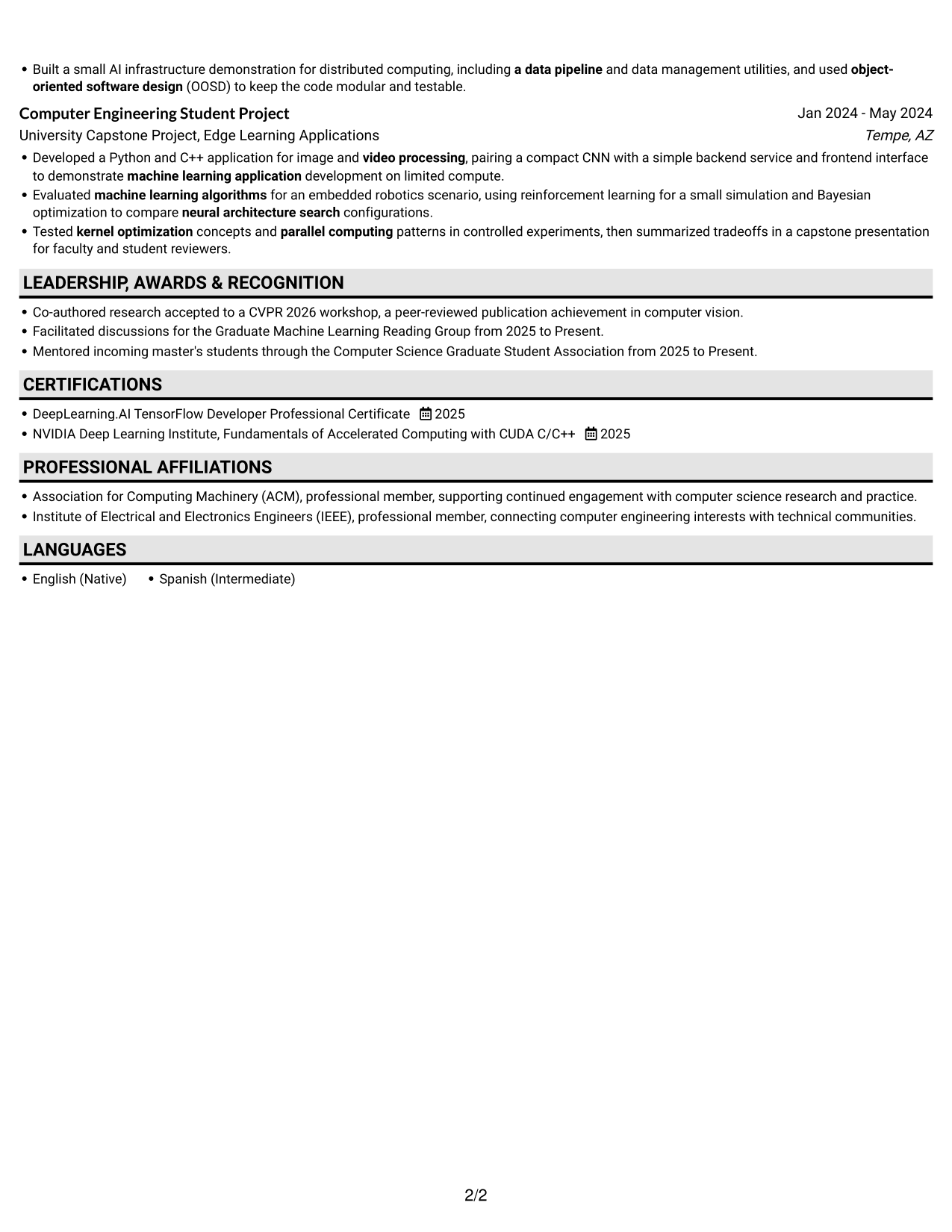 Resume example — page 2