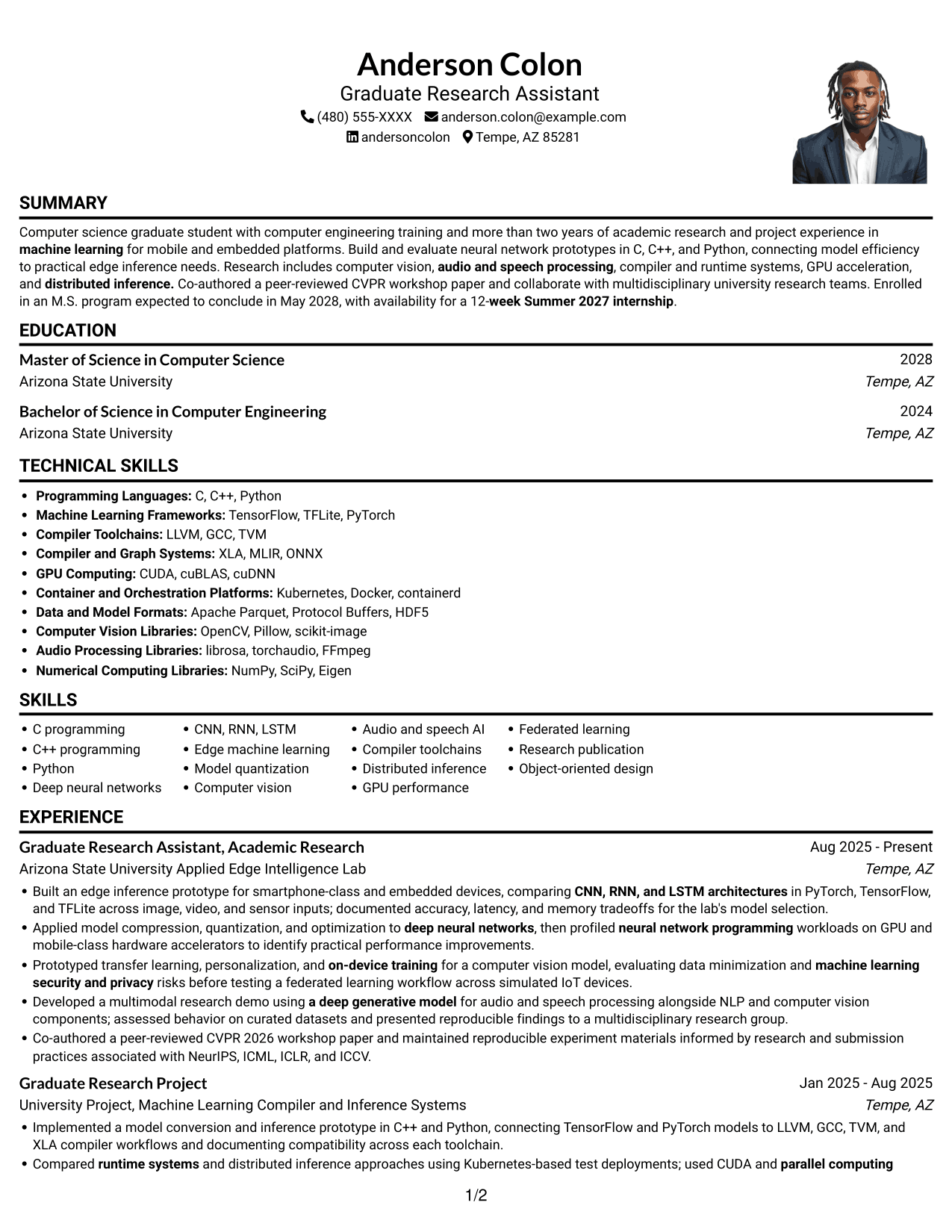 Resume example — page 1