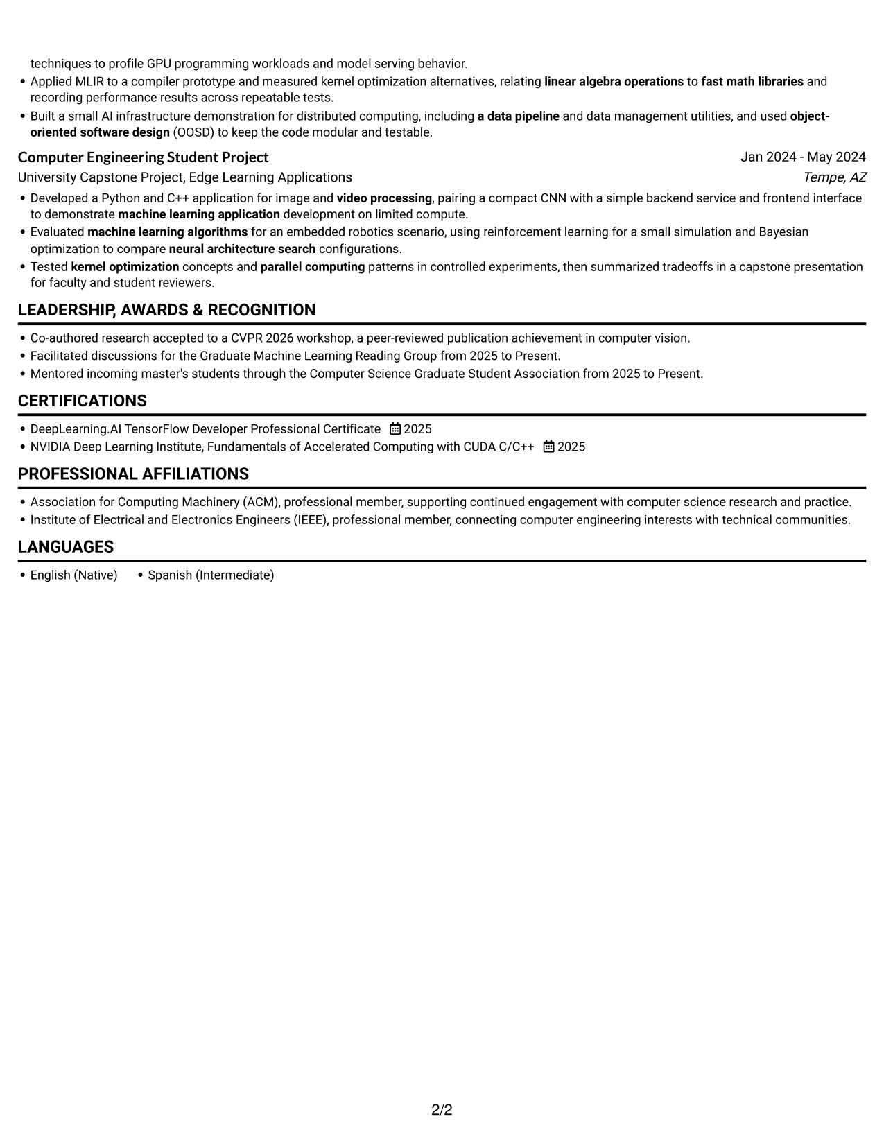 Resume example — page 2